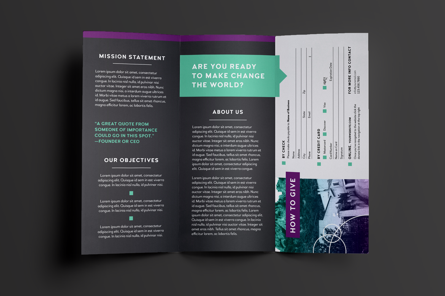 tri-fold brochure with form perfect for non-profits