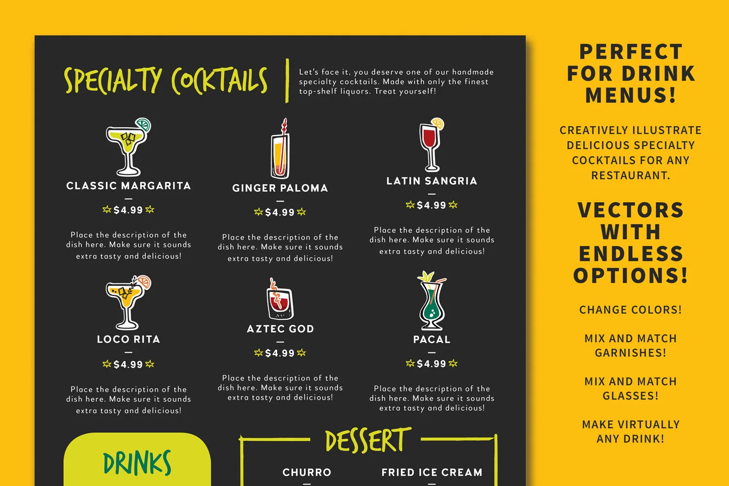 build a cocktail vector pack perfect for restaurant menus