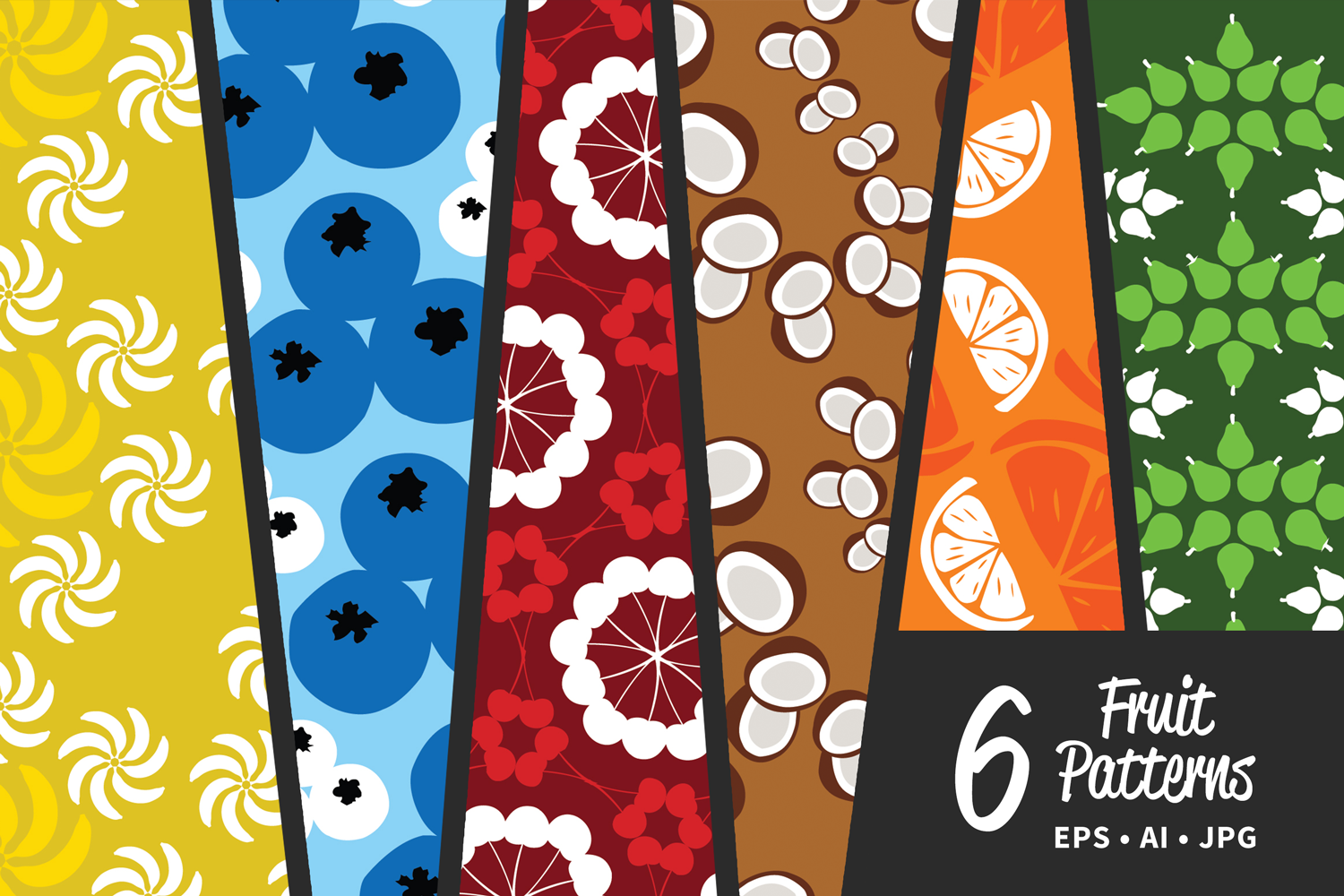 6 downloadable vector fruit patterns