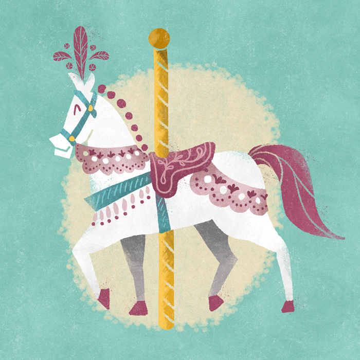 Carousel Horse Illustration by Lauren Hodges. Illustrated entirely with the Carousel Photoshop Brush Collection .