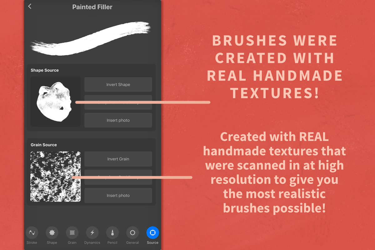 Procreate brushes made with real high resolution textures