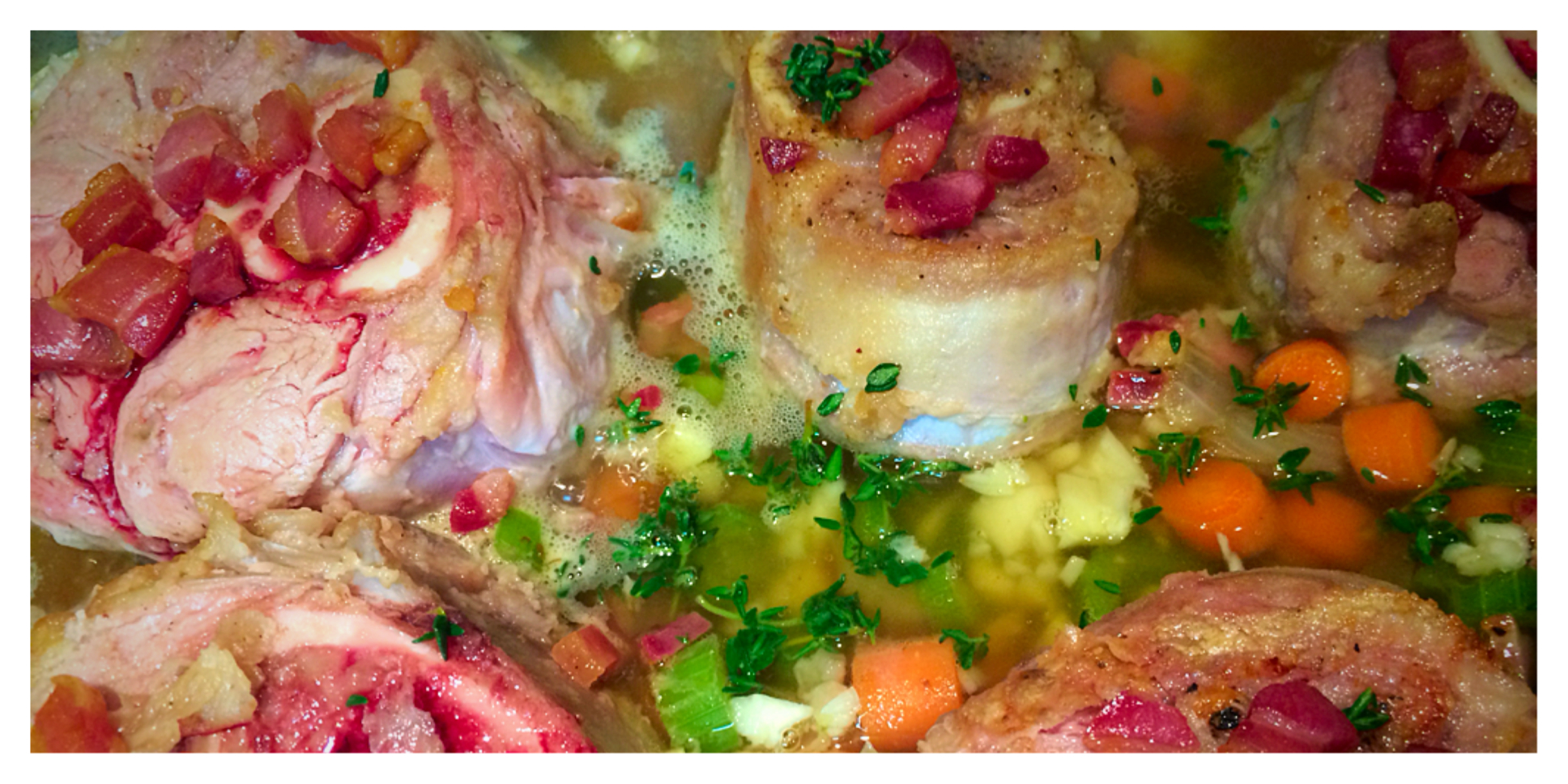  LUZZI'S VEAL SHANKS BRAISING SLOWLY IN THE OVEN