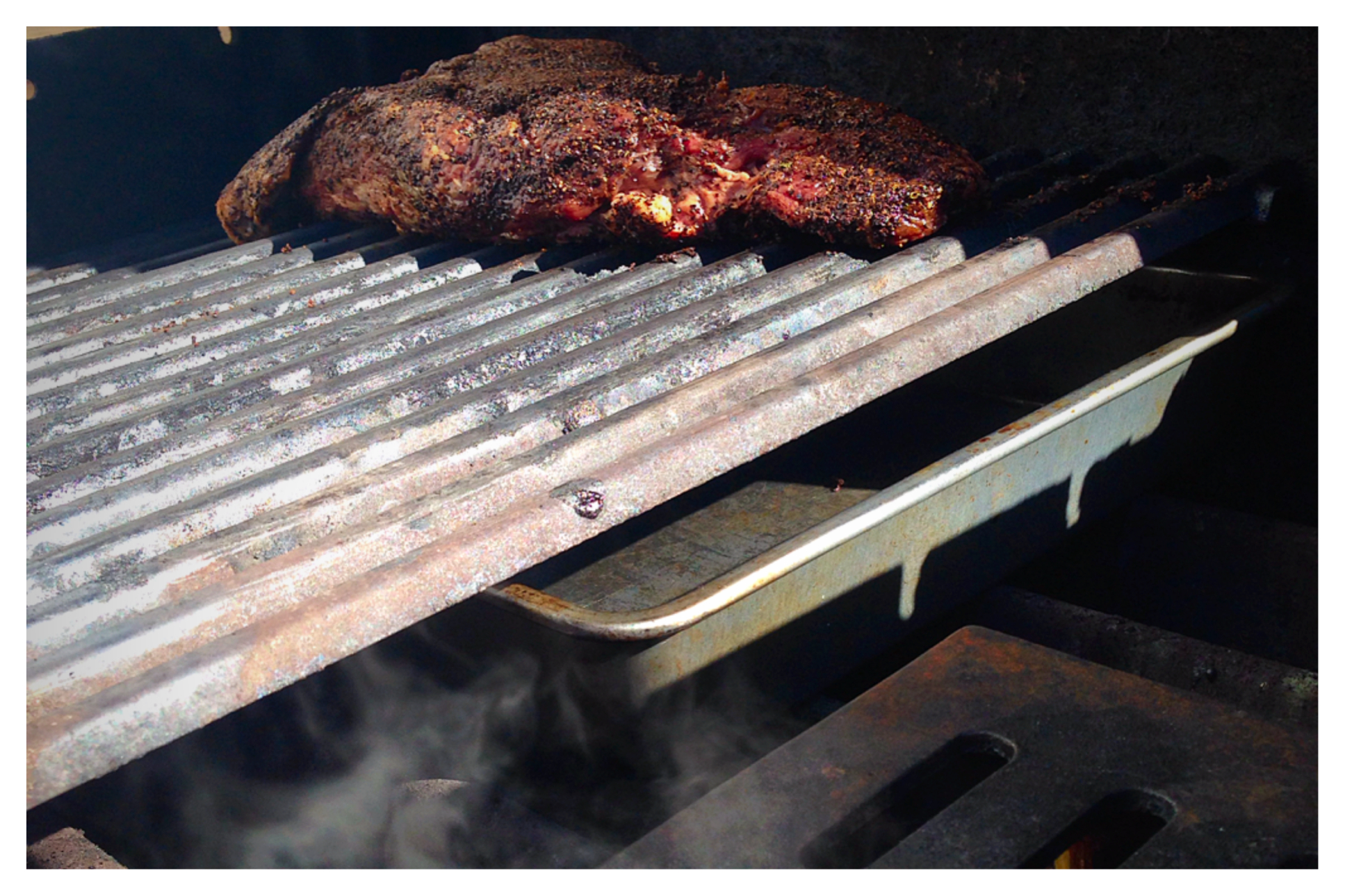 I USED MESQUITE WOOD CHIPS WHICH CAN ADD TOO STRONG OF A SMOKE FLAVOR ON MEATS OTHER THAN BEEF. THIS CUT PAIRED WITH THE COFFEE RUB WAS A PERFECT COMPLIMENT.