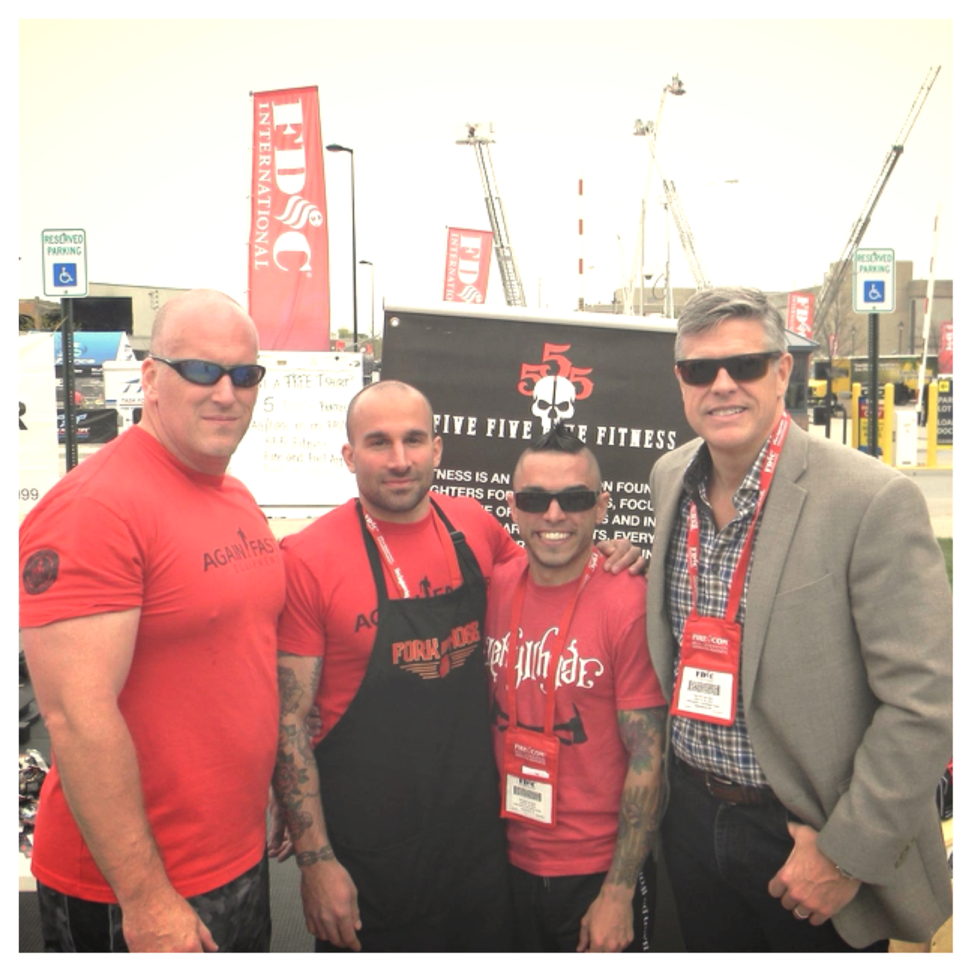 LARRY AND PIP FROM 555 FITNESS WITH MYSELF AND JOHN, THE FOUNDER OF THE FIREFIGHTER THROWDOWN