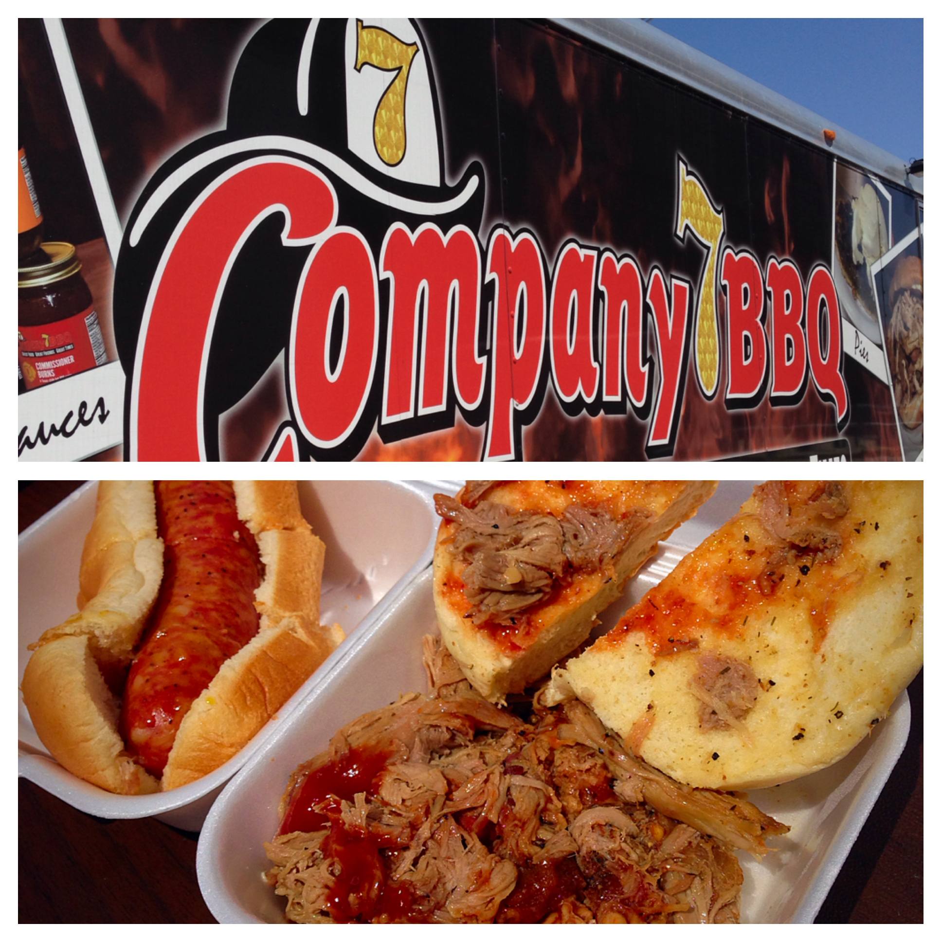 The smoked sausage from Company 7 BBQ was fantastic, so juicy with just the right amount of smoke and snap on the casing. The pulled pork was also great, notice how there is not a swimming pool of sauce on the sandwich? That is so you can taste the pork and smoke flavor while accentuating it with one of their many sauces available.