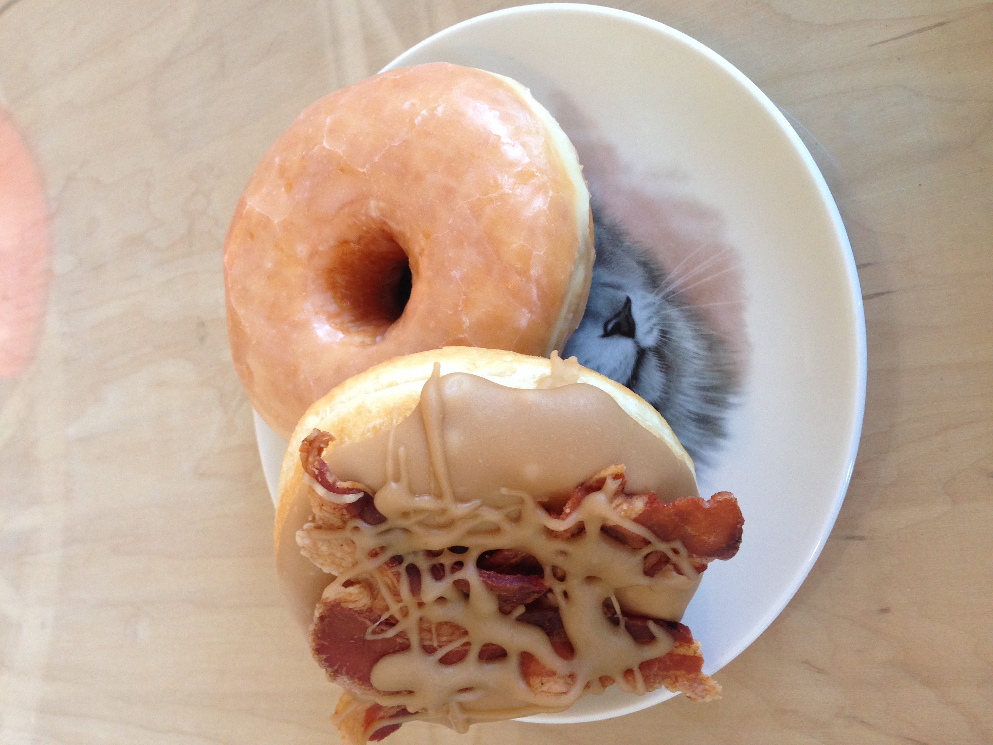 Nothing says Beast Mode more than a Maple Bourbon Bacon donut with a "Yeast Beast" donut on a kitten plate. You should have been there