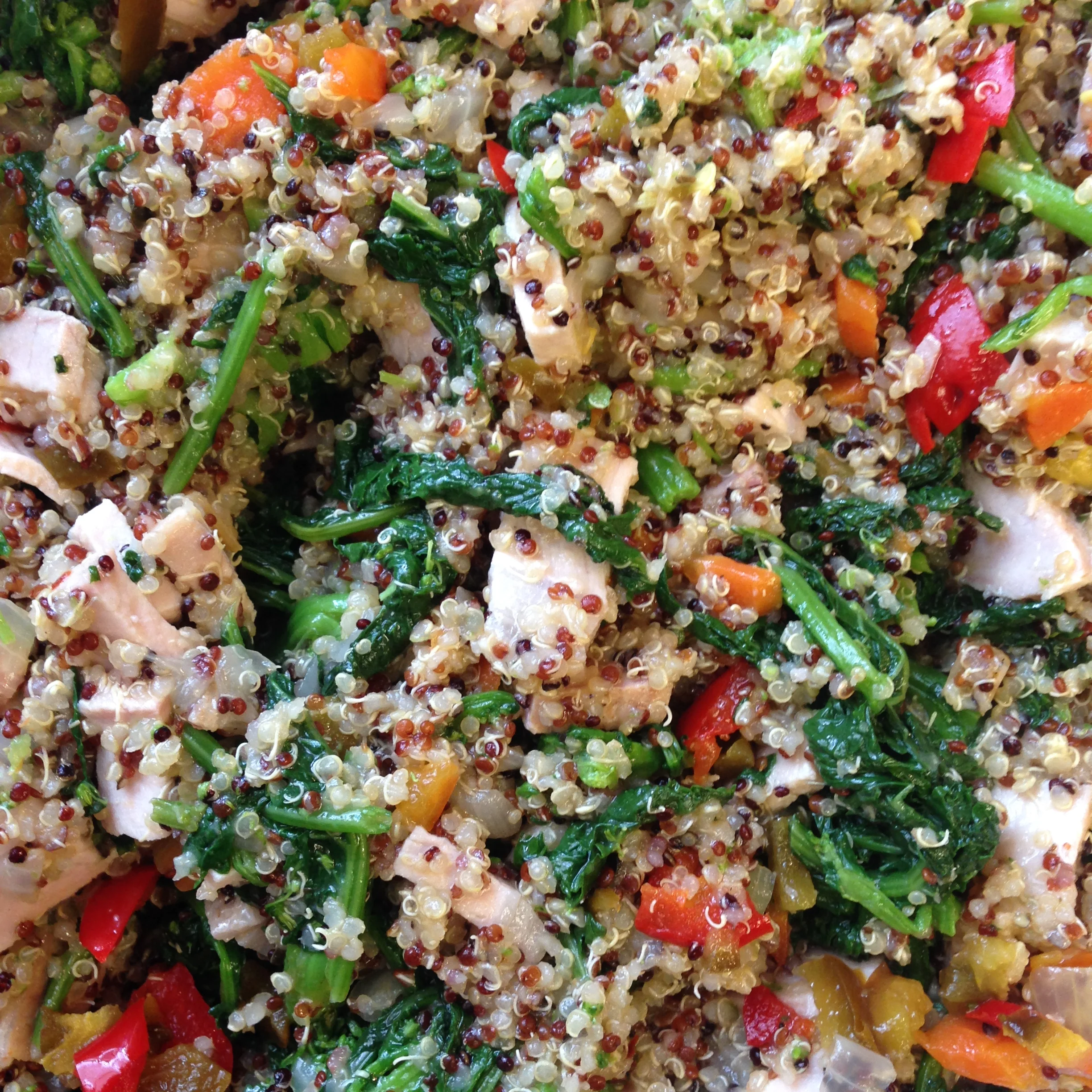 ROAST PORK, BROCCOLI RABE, PROVOLONE AND QUINOA "BAKE"