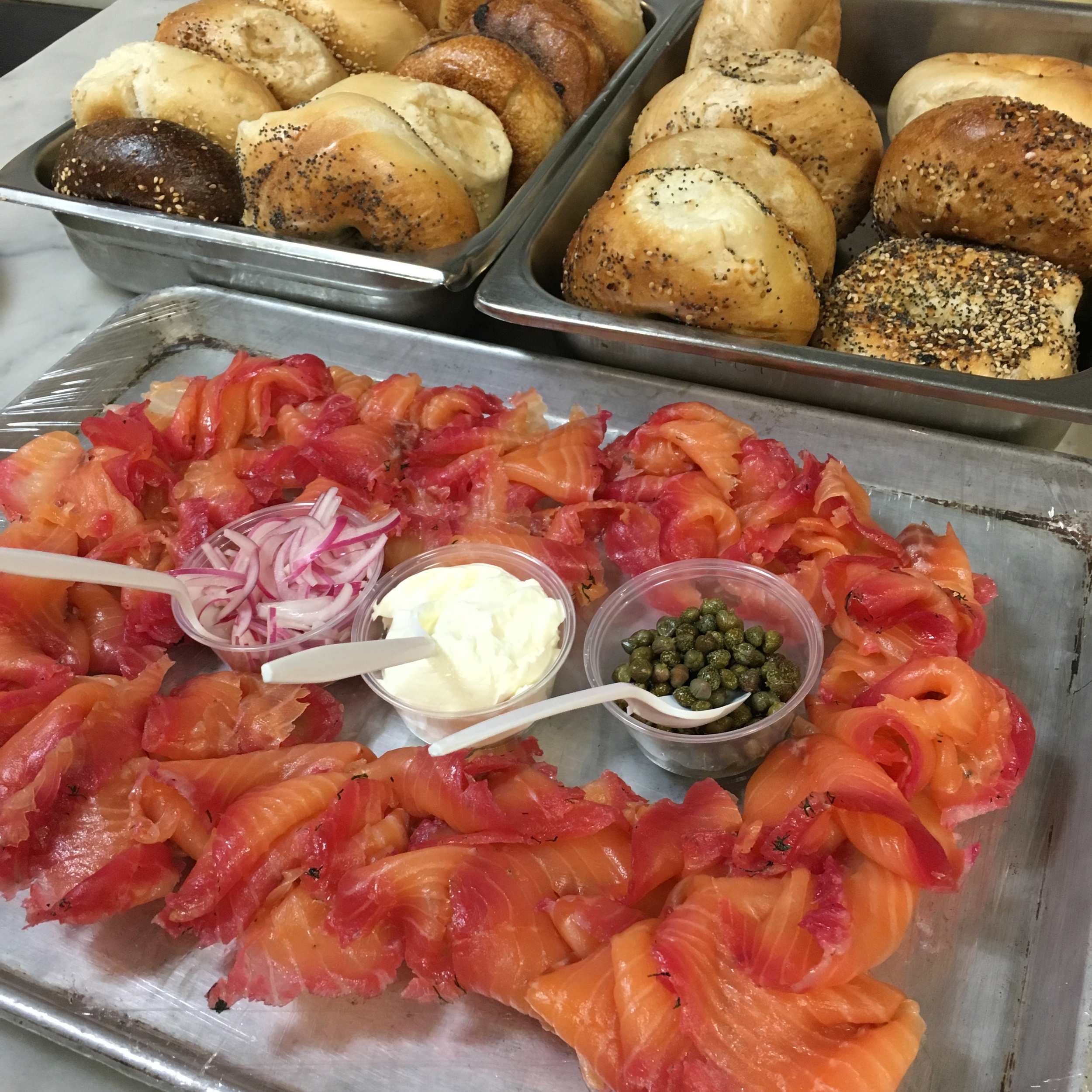 OUR CHEF INSTRUCTOR ALSO USED BEETS TO CURE THIS SALMON, GIVING IT A BEAUTIFUL PURPLE-PINK HUE. 
