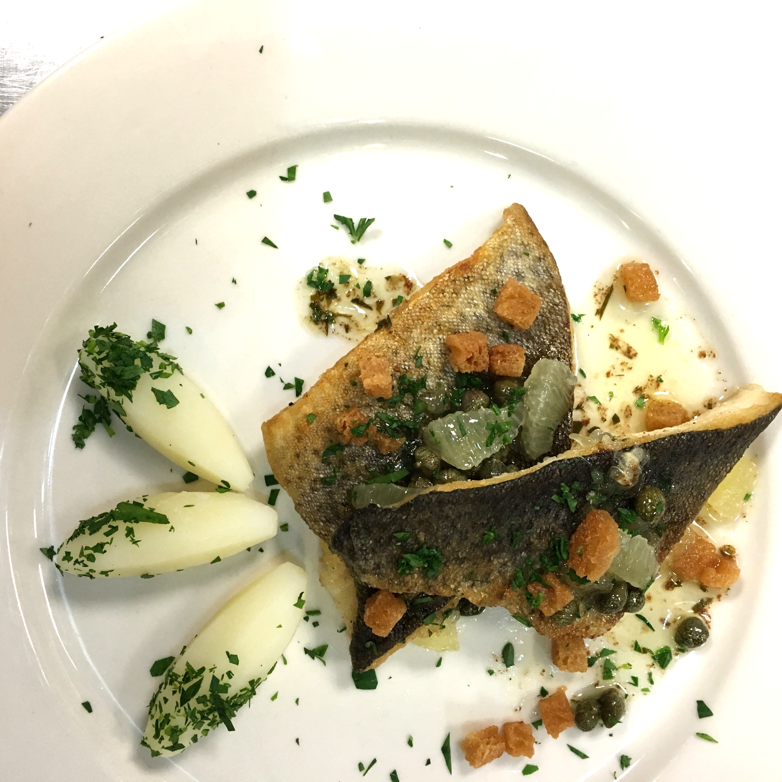 SAUTEED TROUT, GRENOBLE STYLE....OR TROUT PAN FRIED WITH A BROWN BUTTER, CAPER, LEMON SAUCE. DELICIOUS!