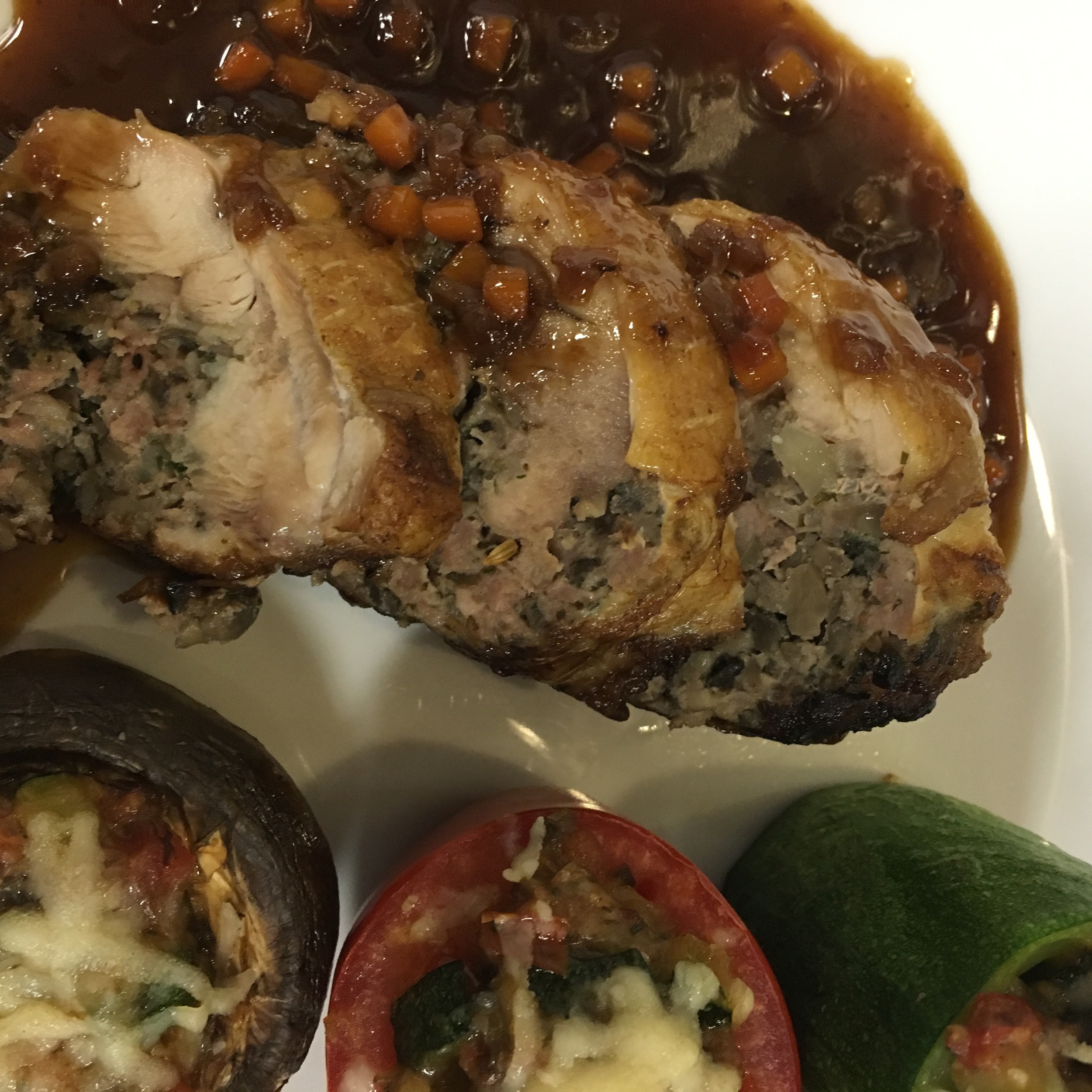 PAIRED WITH STUFFED MUSHROOM, ZUCCHINI AND TOMATO