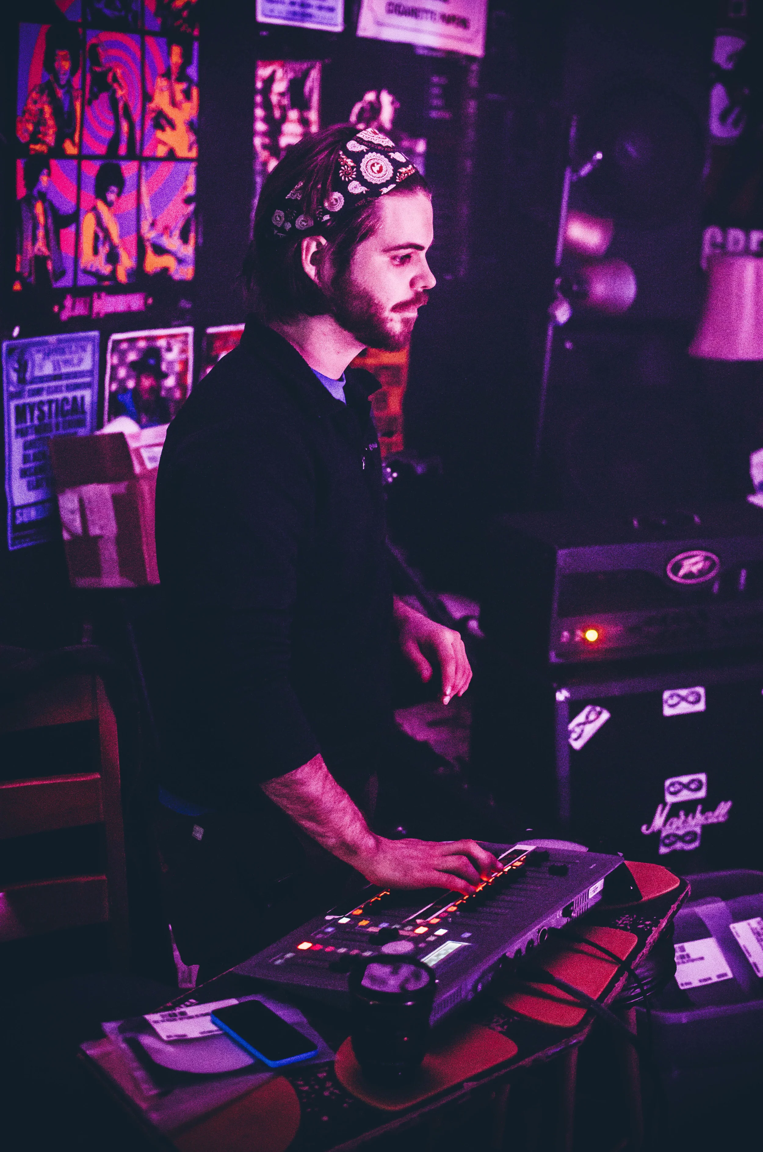Adam perfecting the lighting setup