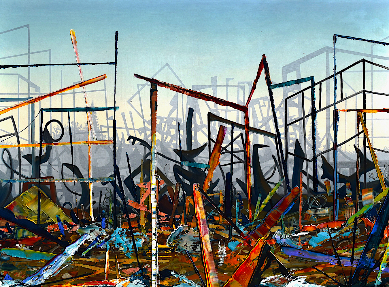 "Artifacts 11" 30"x40" original oil painting on birch panel.