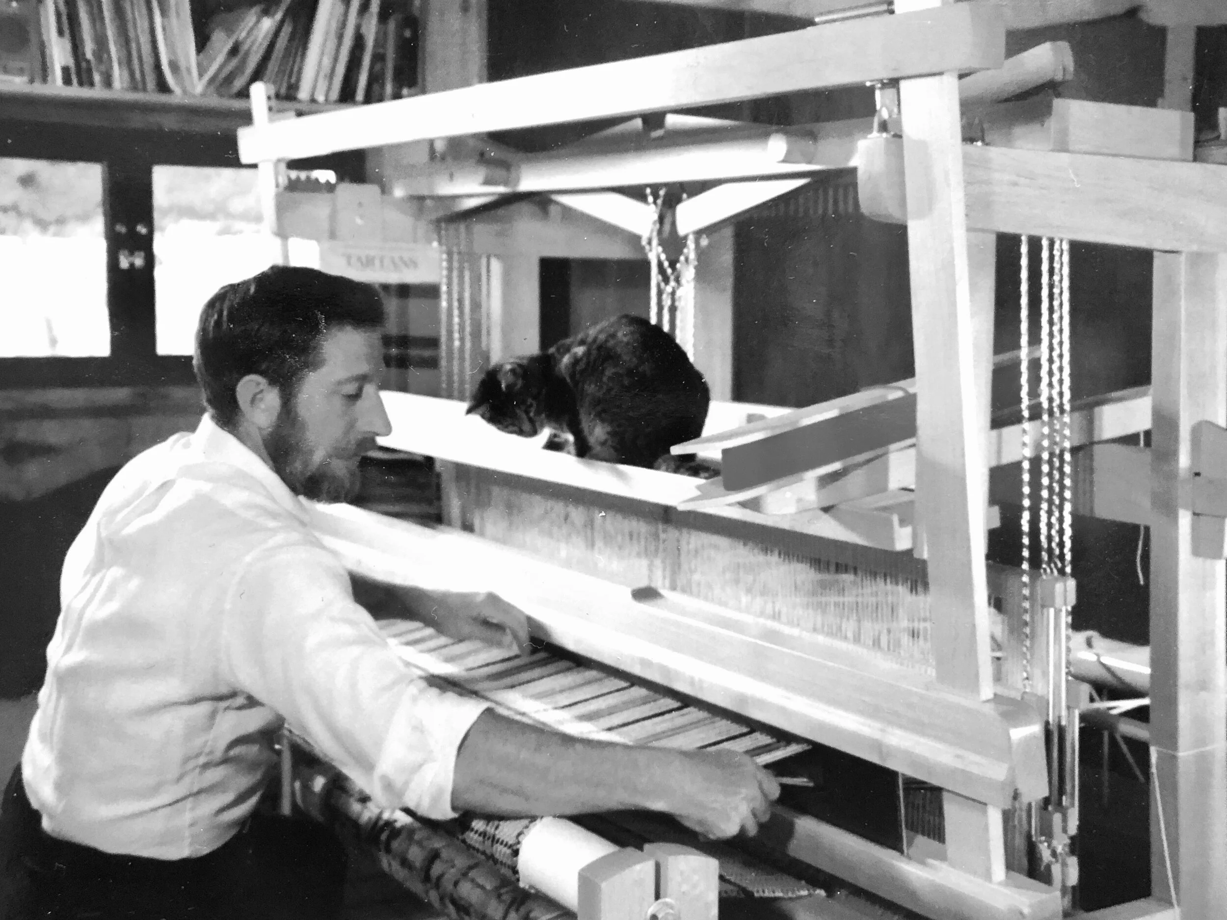 DID YOU KNOW? Depending on the project at hand, it can take approximately 12 - 40 hours to dress a loom before the actual weaving time begins. Photo: Jim Cogswell on the loom.