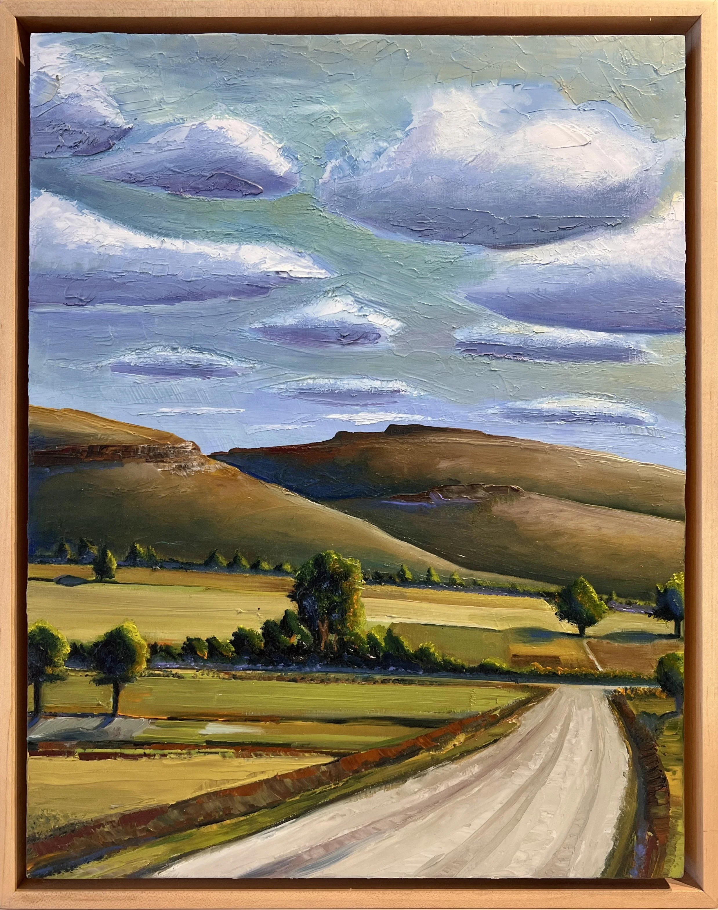 "Mayday" 18"x14" original oil painting on birch panel, framed.