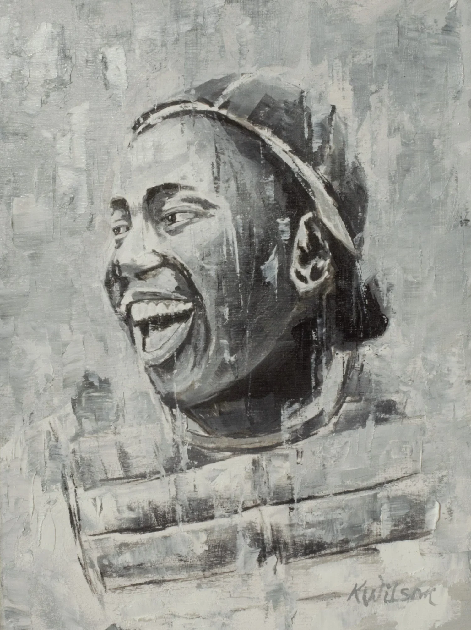 "Josh" 12"x9" original oil painting on birch panel, framed.