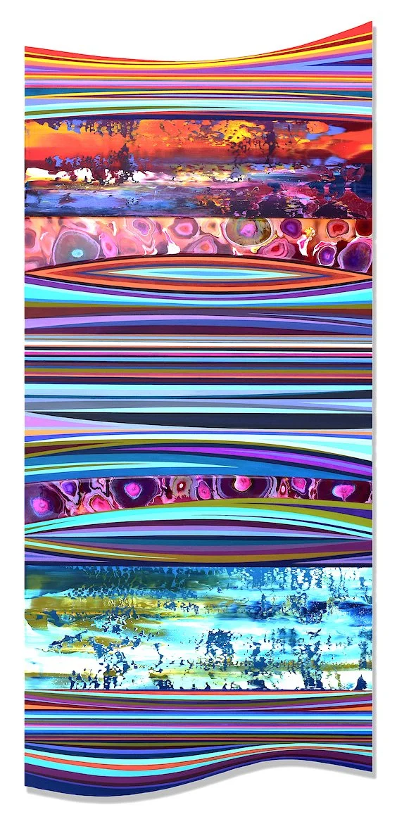 "Synthesizer" 58"x24" acrylic/oil/resin on shaped panel.