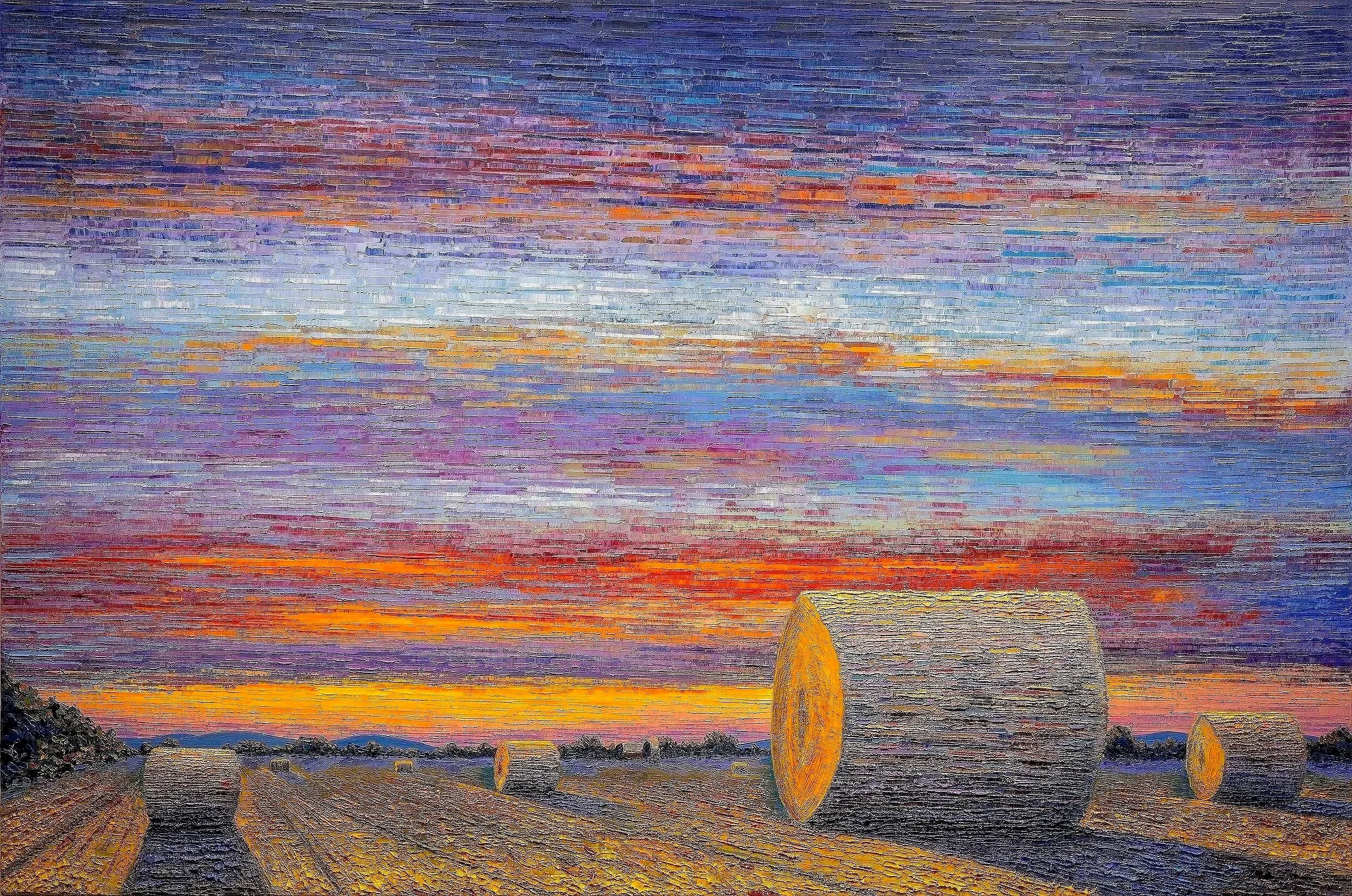 "Here Comes the Sun" 48"x72" original oil palette knife painting on canvas.