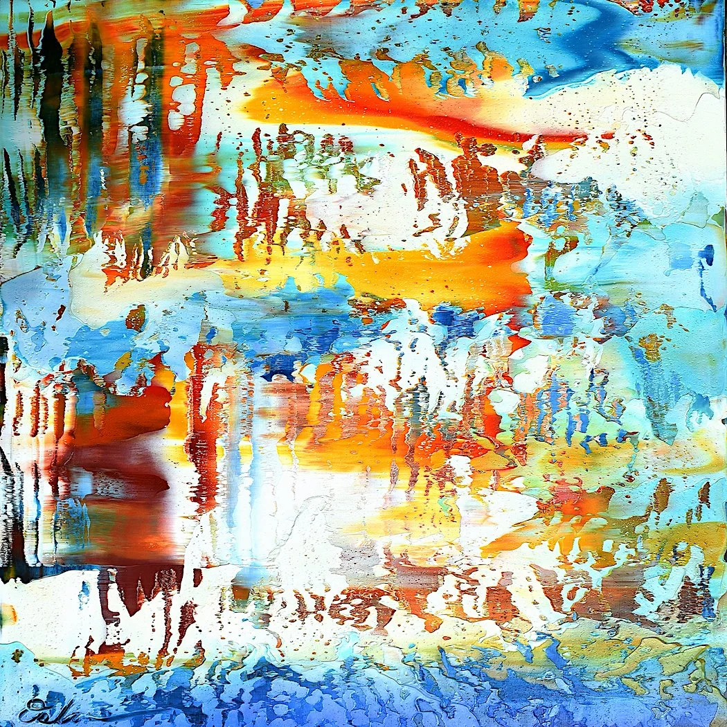 "Manipulations #2" 24"x24" original oil painting on birch panel. Stack-mounted framing.