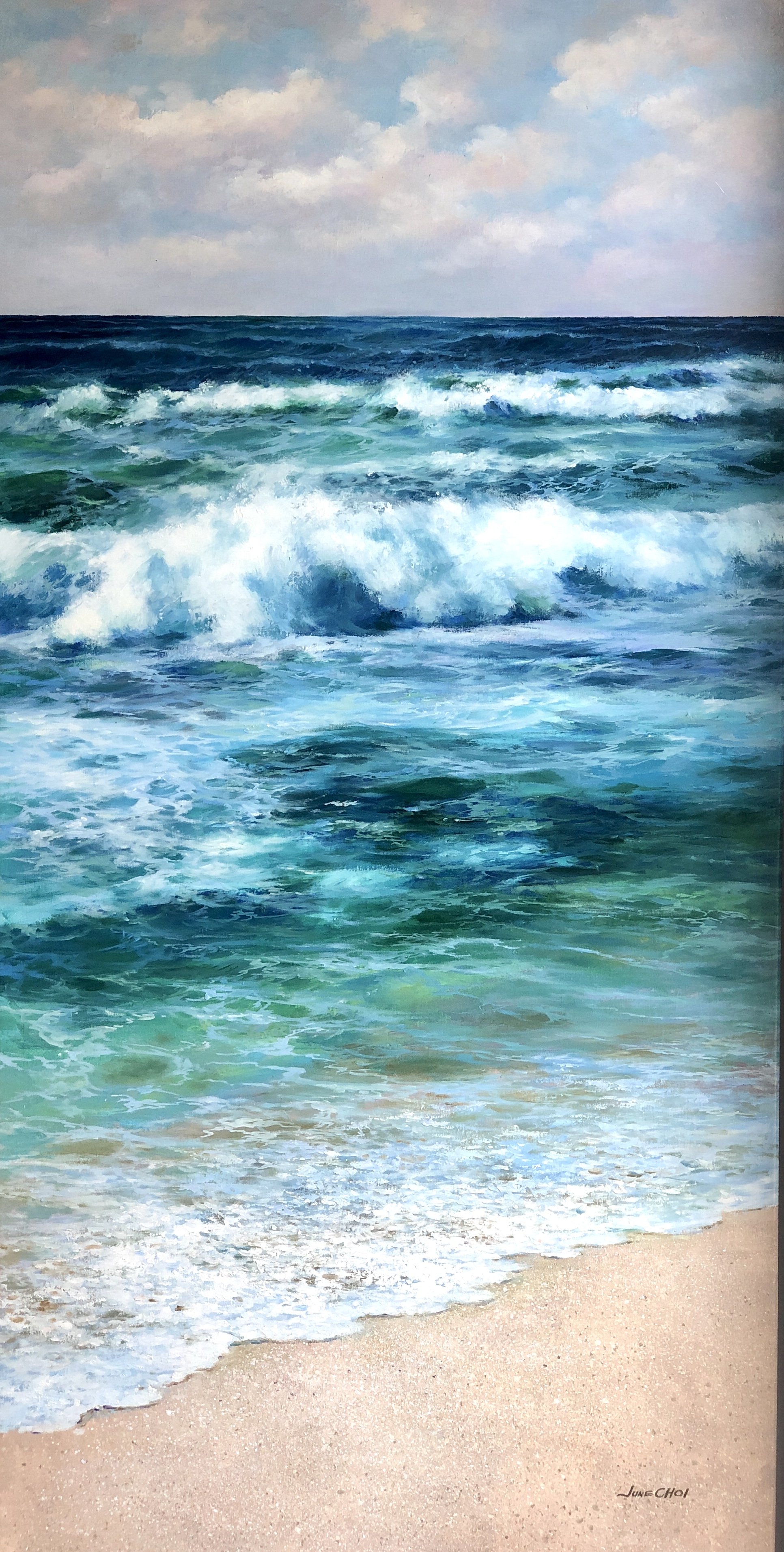 SOLD - "Rolling Tide at Shore" 60"x30" original oil painting on canvas.