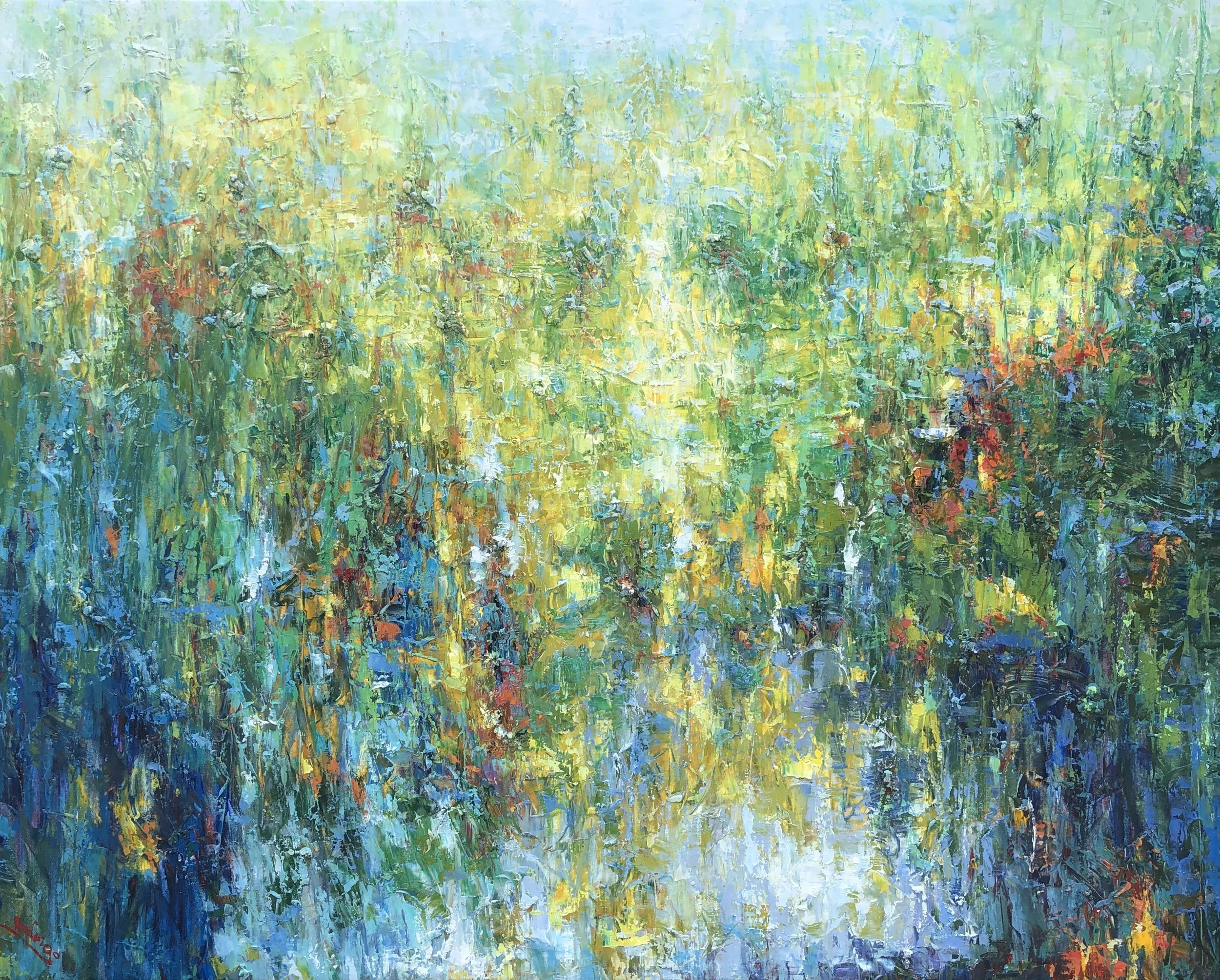 SOLD Abstract Landscape 48"x60" original oil painting on canvas.