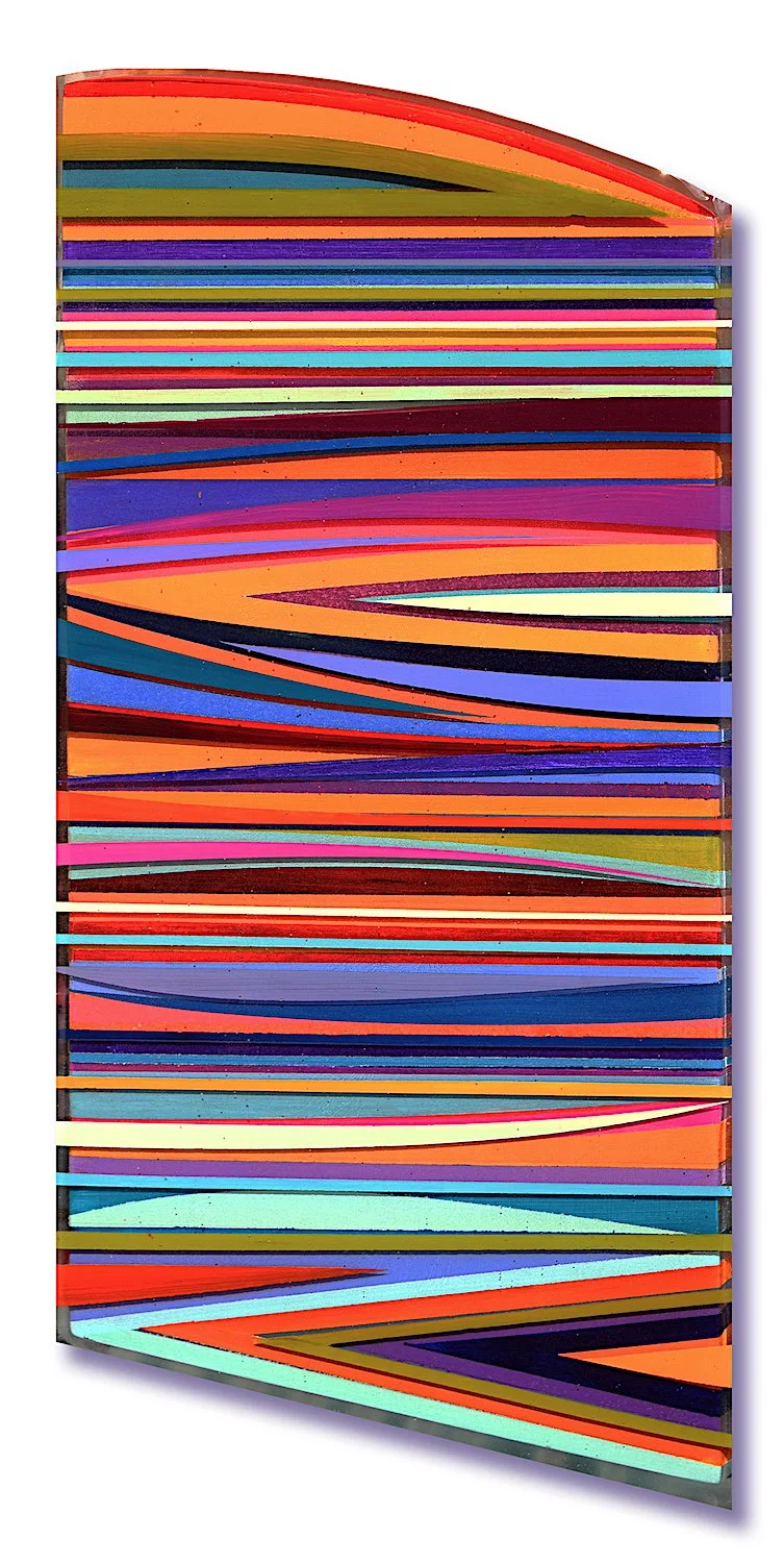 Small 3-D Stripes, 7"x15" original acrylic and resin on panel.