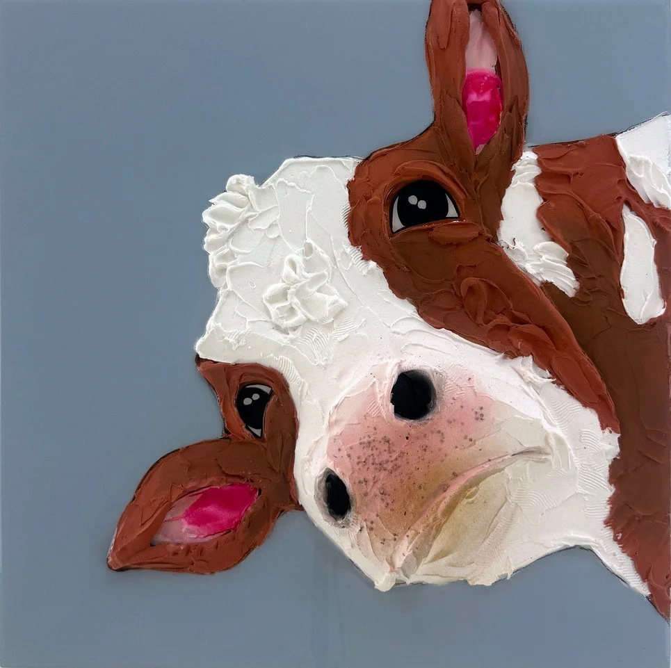 "Don't Be A Salty Heifer" 20"x20" orig. mixed media on board.