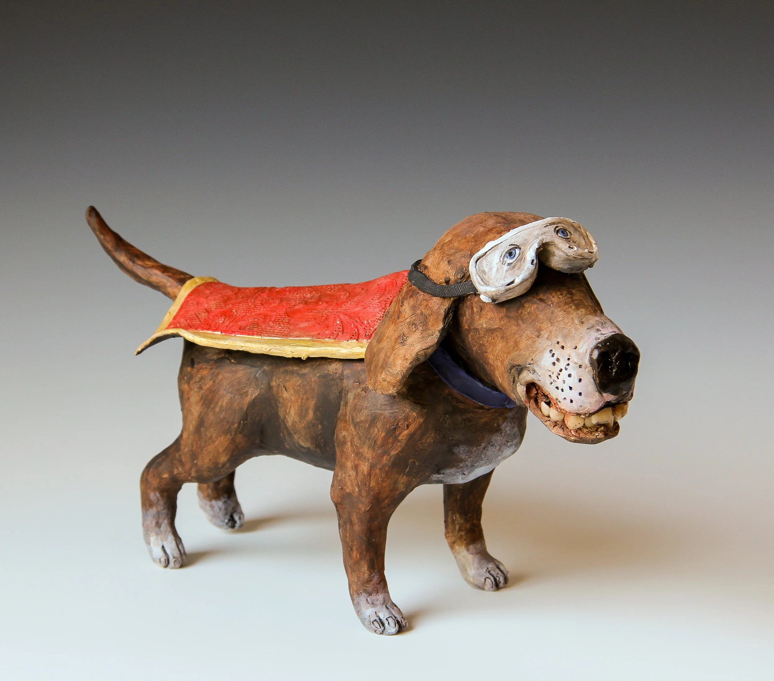 "Livingroom Carpet Dog" ceramic, mixed media sculpture.