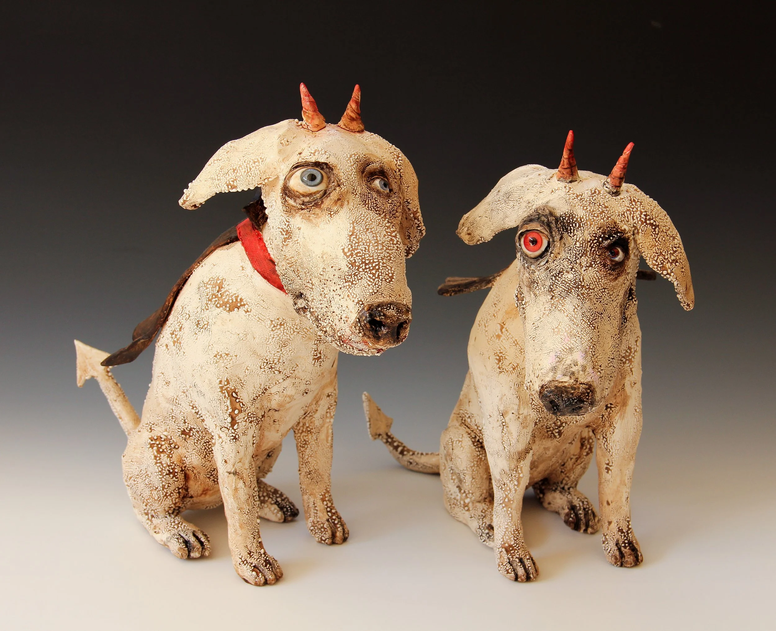 "Devil Dog" ceramic sculpture.