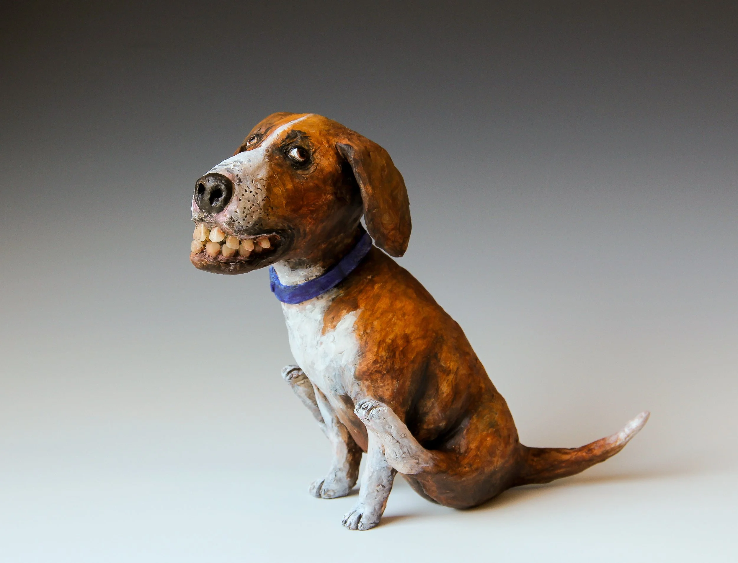 SOLD "Itchy Dog" ceramic scul