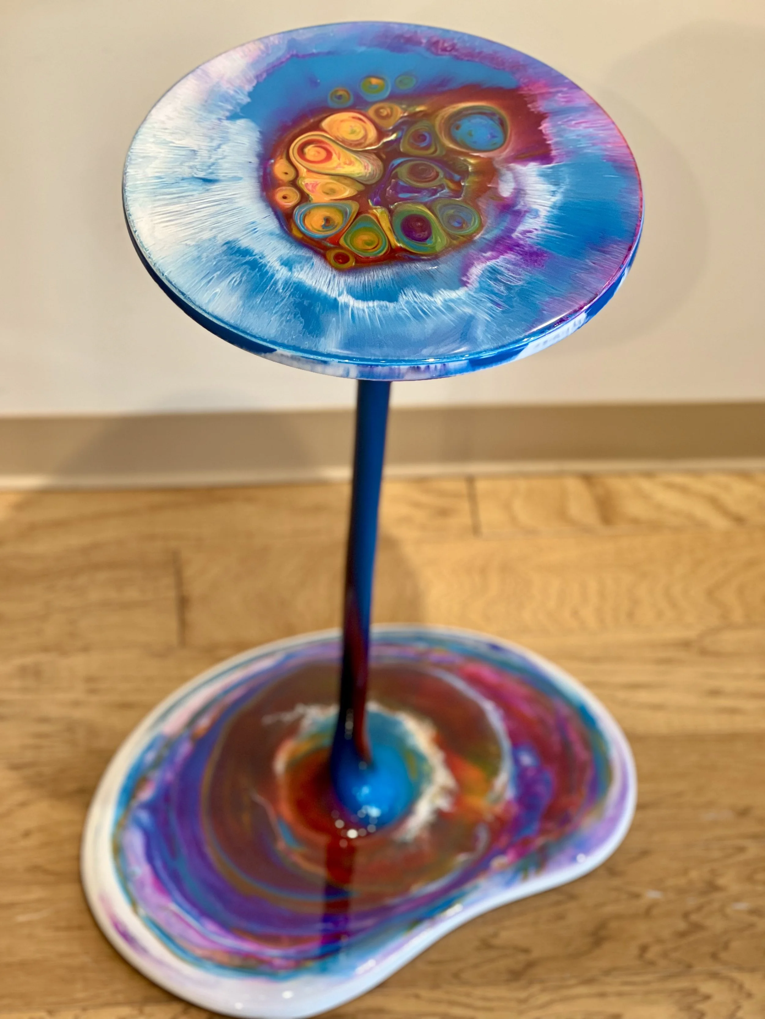 SOLD Puddle Table - Solid Resin 29.5" x 14" diam. tabletop
