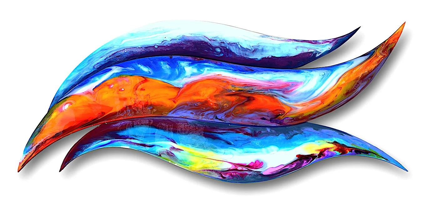 "Swoosh" Wall Sculpture - 22" x 51" epoxy resin on wood.