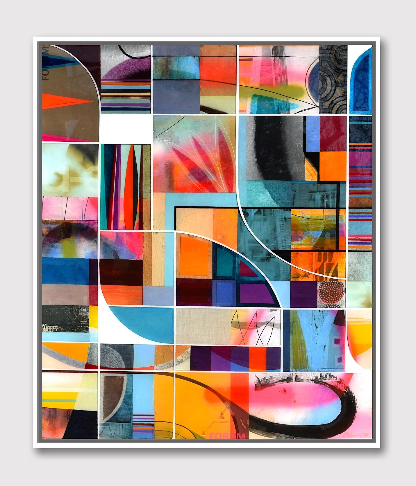 "Forum" 30"x24" mixed media, framed.