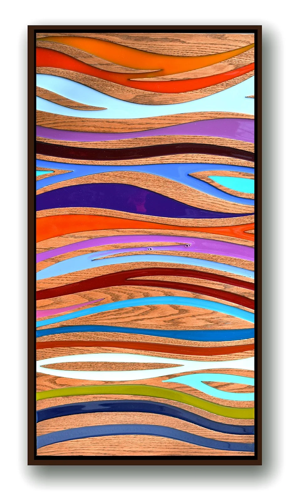 "Scenic View" 33"x16" epoxy resin on wood, framed.