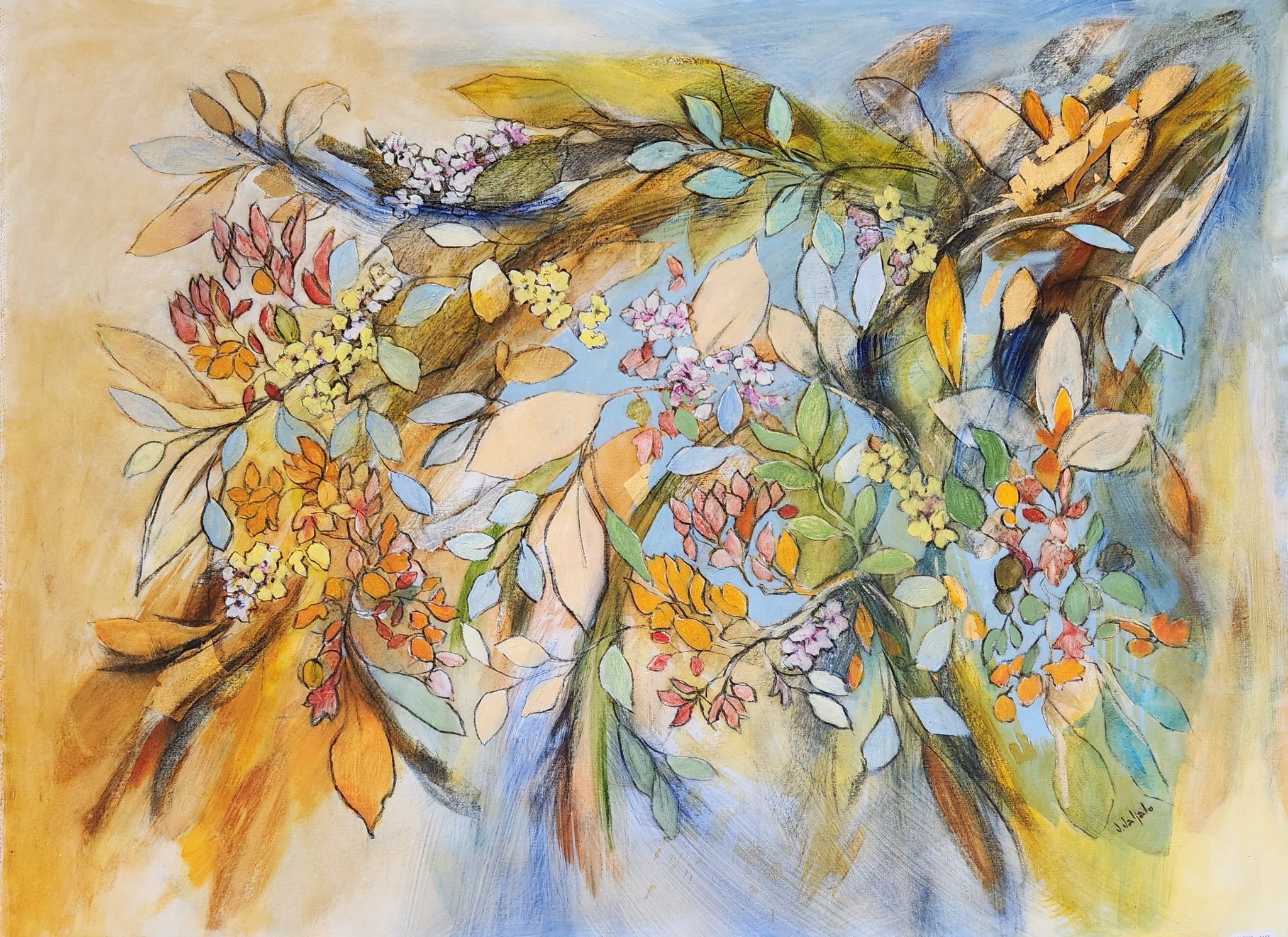"Garden Party", 36"x 48" orig. oil painting on canvas.
