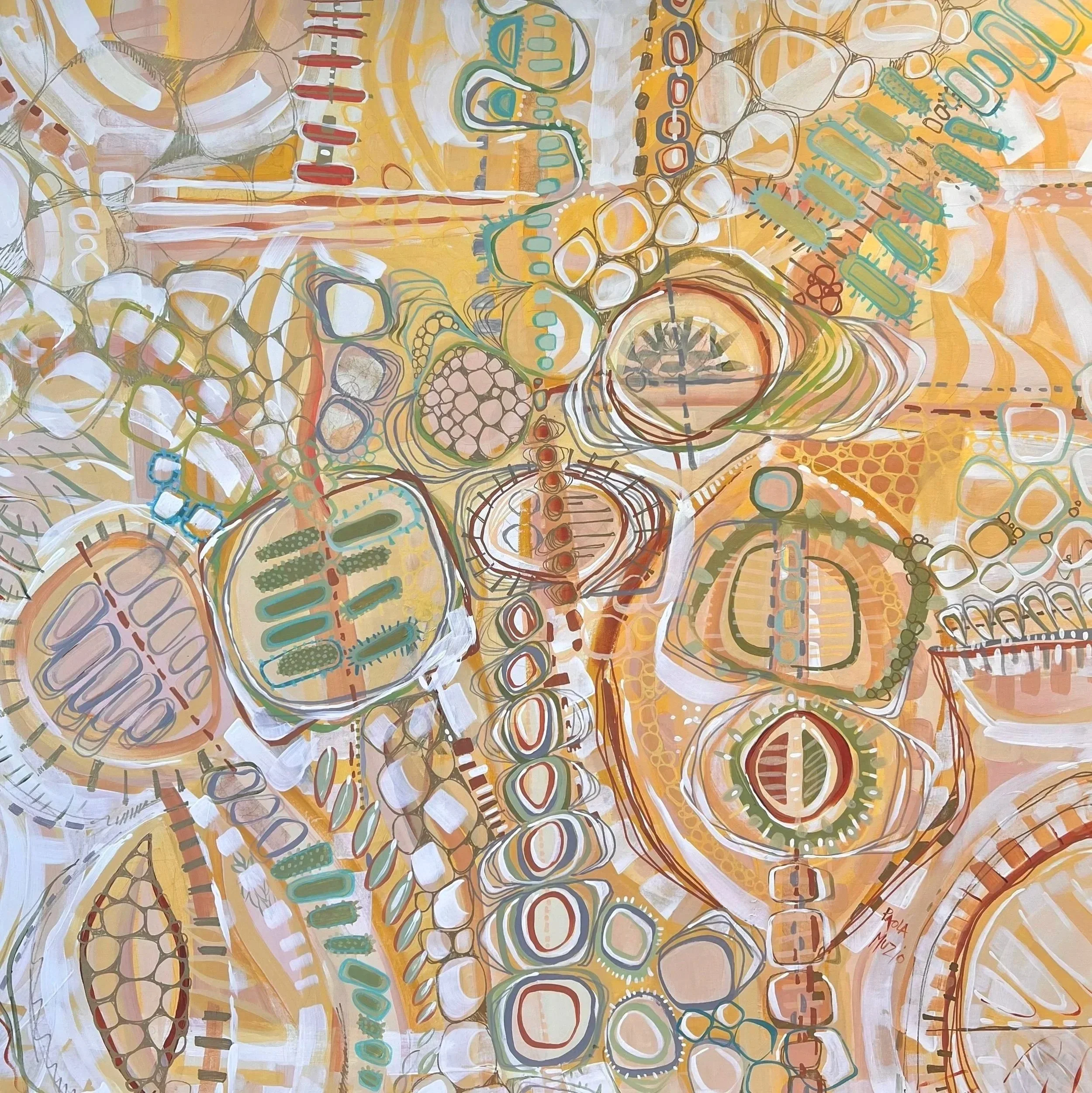 Plant Life Abstract, 48"x 48" orig. oil painting on canvas.