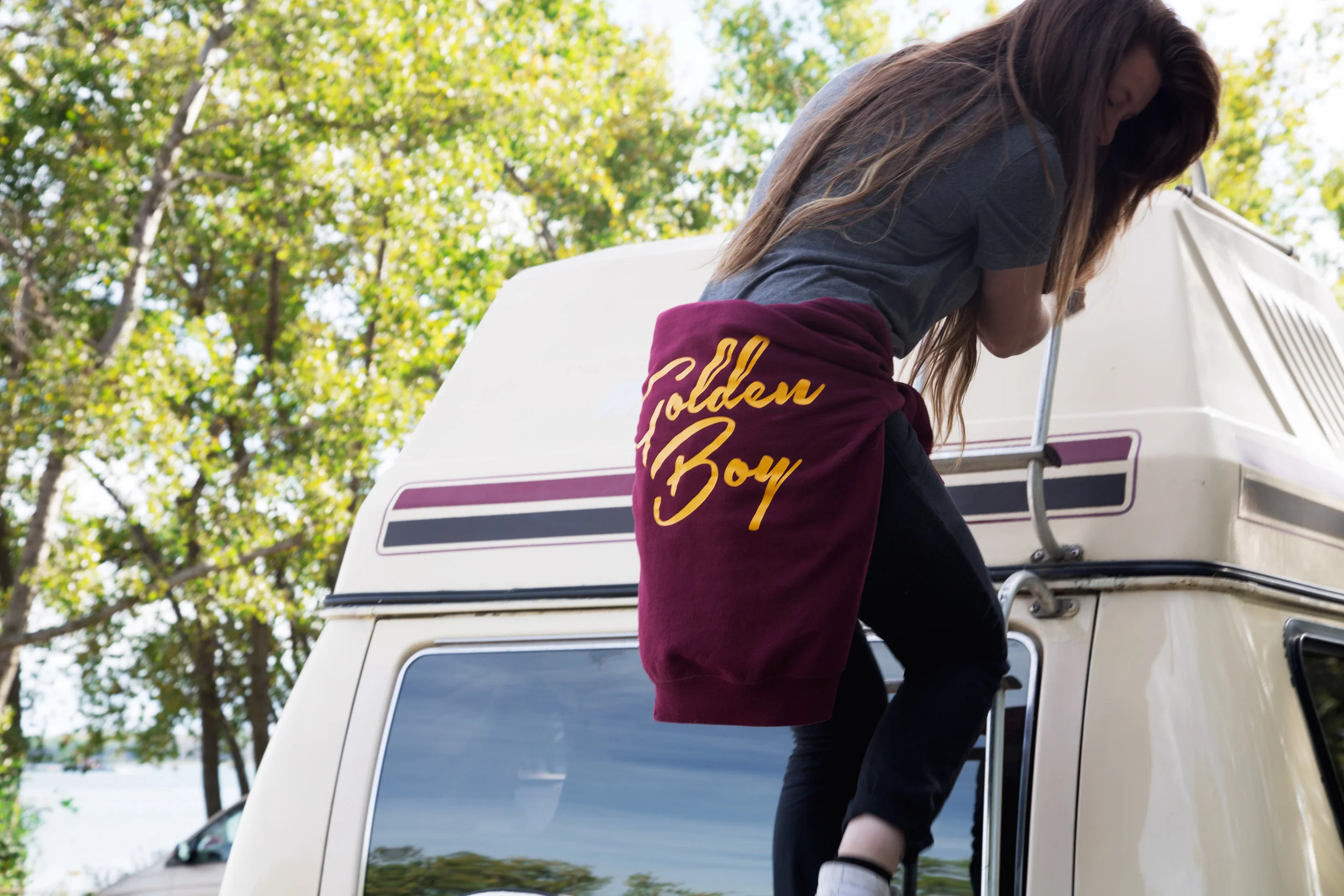 Golden Boy , as seen on the crew neck I am wearing is the name of my photography studio. I moved out of my photo studio to fulfil this dream to live in my van and develop a massive photo essay. 