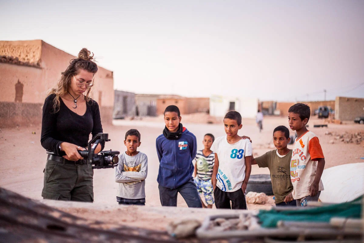 Josy filming in the refugee camps in Algeria