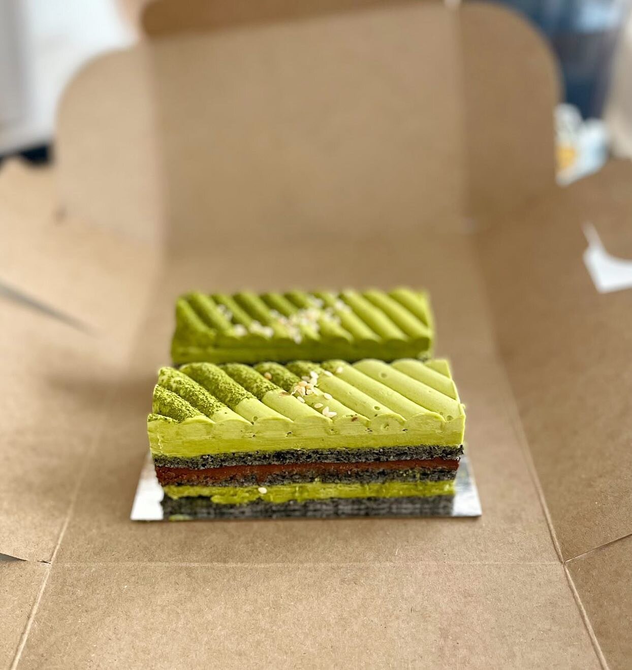 Mmmmatcha &amp; black sesame Opera 🎶🍵⁣
⁣
Three more weekends for these beauties.⁣
⁣
📸 by @scr4mbledmeggs⁣
.⁣⁣
.⁣⁣
.⁣⁣
.⁣⁣
.⁣
.⁣
⁣
#matcha #blacksesame #opera #operacake #smallbusiness⁣⁣
#shopsmall #supportsmallbusiness⁣⁣
#supportlocal #frenchpastr