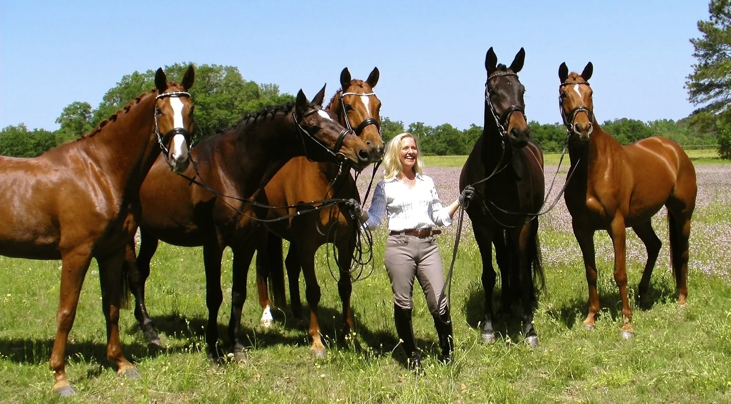 Erin with Donaufurst (age 30, second from left) with four of his offspring