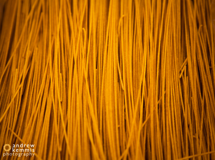 Fresh, organic spaghetti noodles.