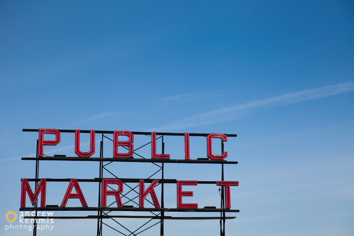 Public Market sign at theenterance to Pike Place Market in Seatt