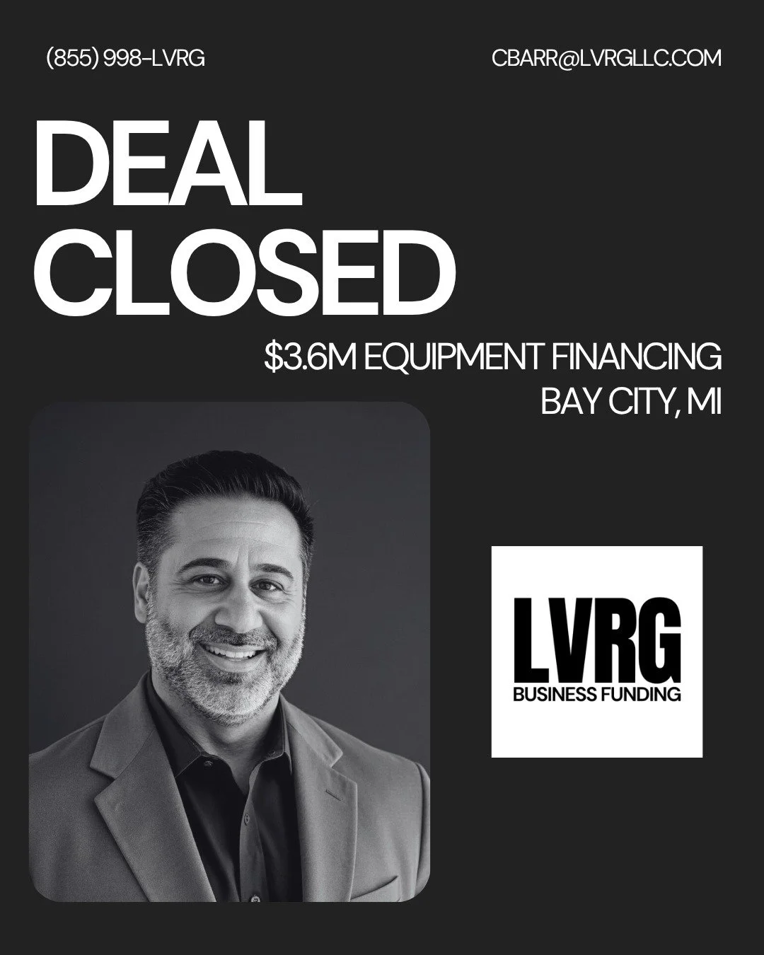 🚜 DEAL CLOSED: $3.6M Equipment Financing | Bay City, Michigan 🚜

Just closed a $3.6 million equipment financing package for Angelo's Excavating &amp; Site Services - a Bay City contractor with 19 years in business who was ready to scale.

23 days f