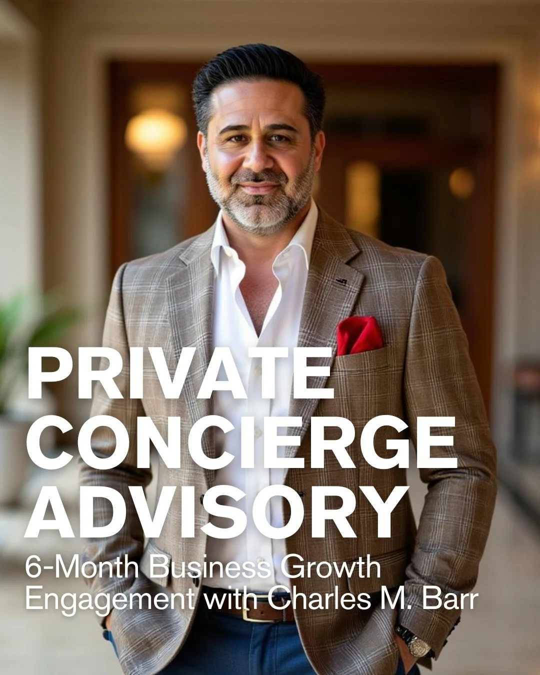 Announcing a six-month private advisory relationship with me, Charles M. Barr. Direct access to a 20+ year commercial finance professional who becomes your strategic advisor, financial sounding board, and go-to resource for the major decisions in you