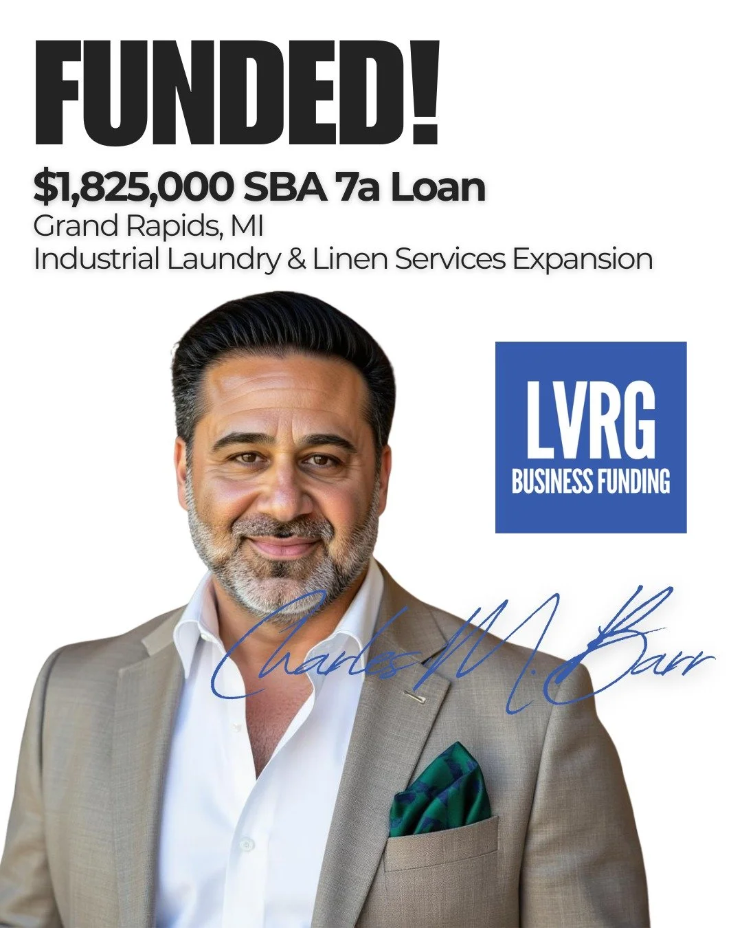 FUNDED.
$1,825,000 SBA 7a Loan | Grand Rapids, MI

Our client in Grand Rapids services hospitals, hotels, restaurants, and manufacturing facilities across the west side of the state. They've been quietly building something really incredible in this s