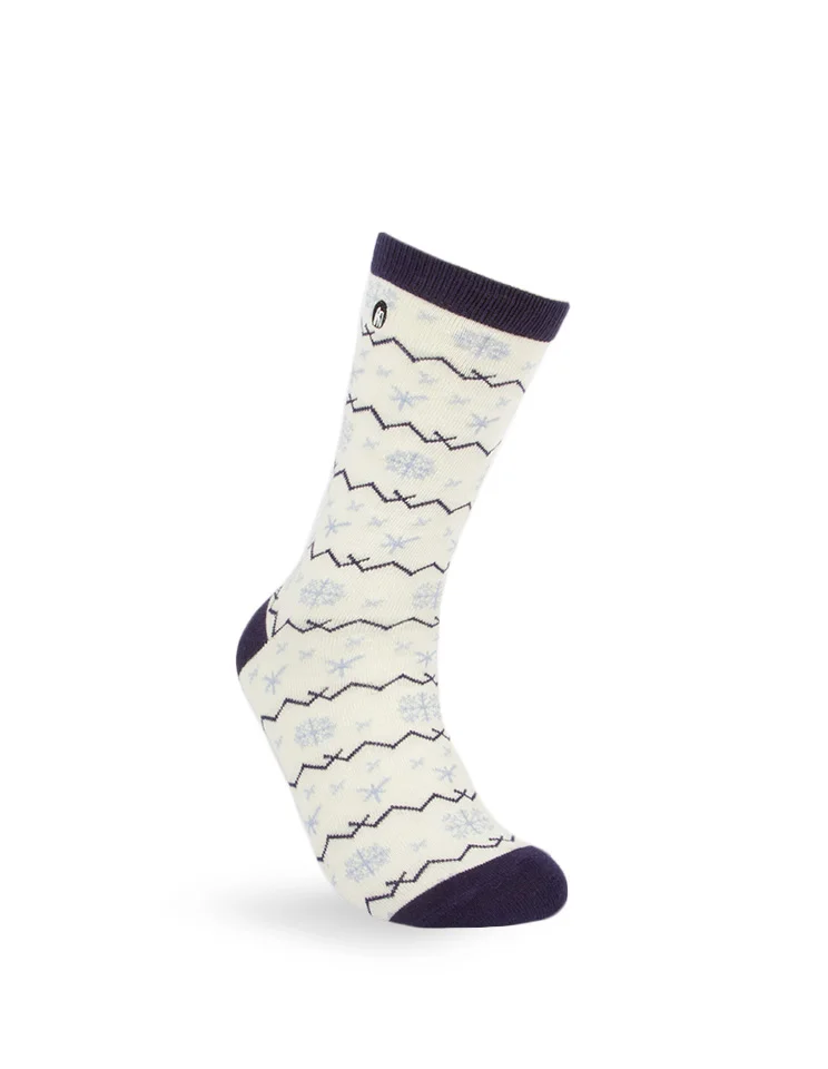 Crew Socks - white and blue snowflake socks - Urban Drawer