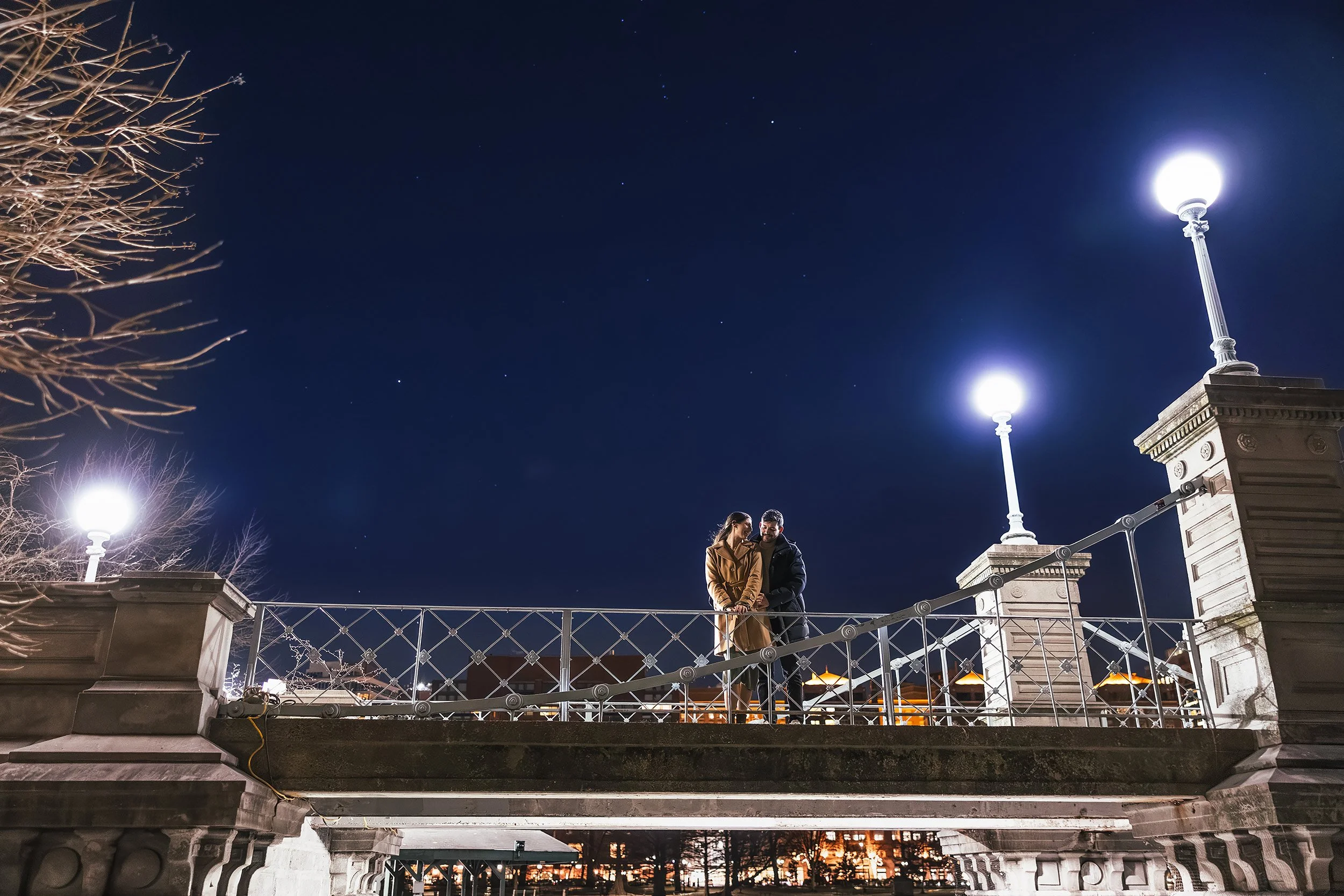 Boston Public Garden Nighttime Engagement Proposal | Stephen Grant Photography