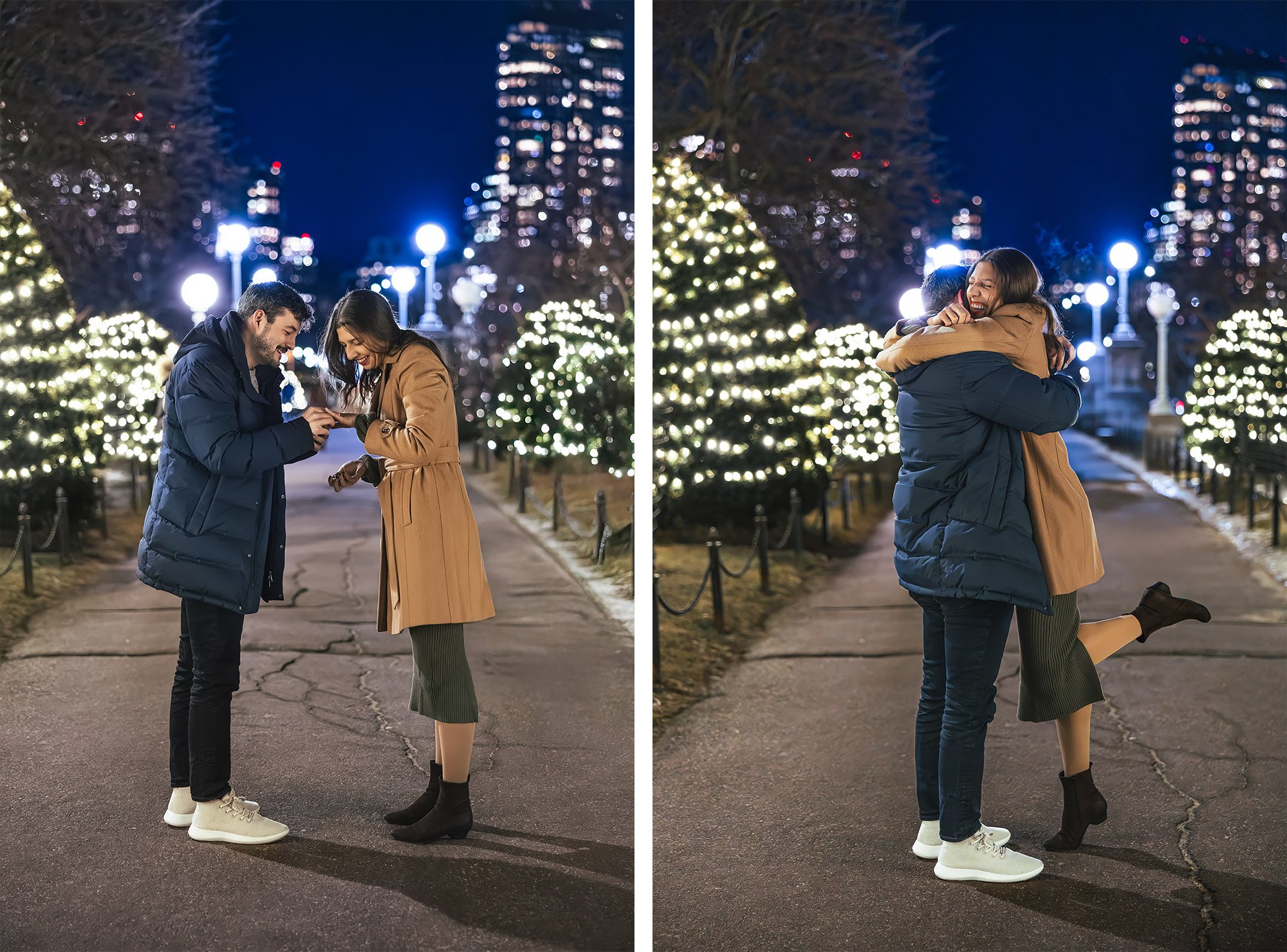 Boston Public Garden Nighttime Engagement Proposal | Stephen Grant Photography