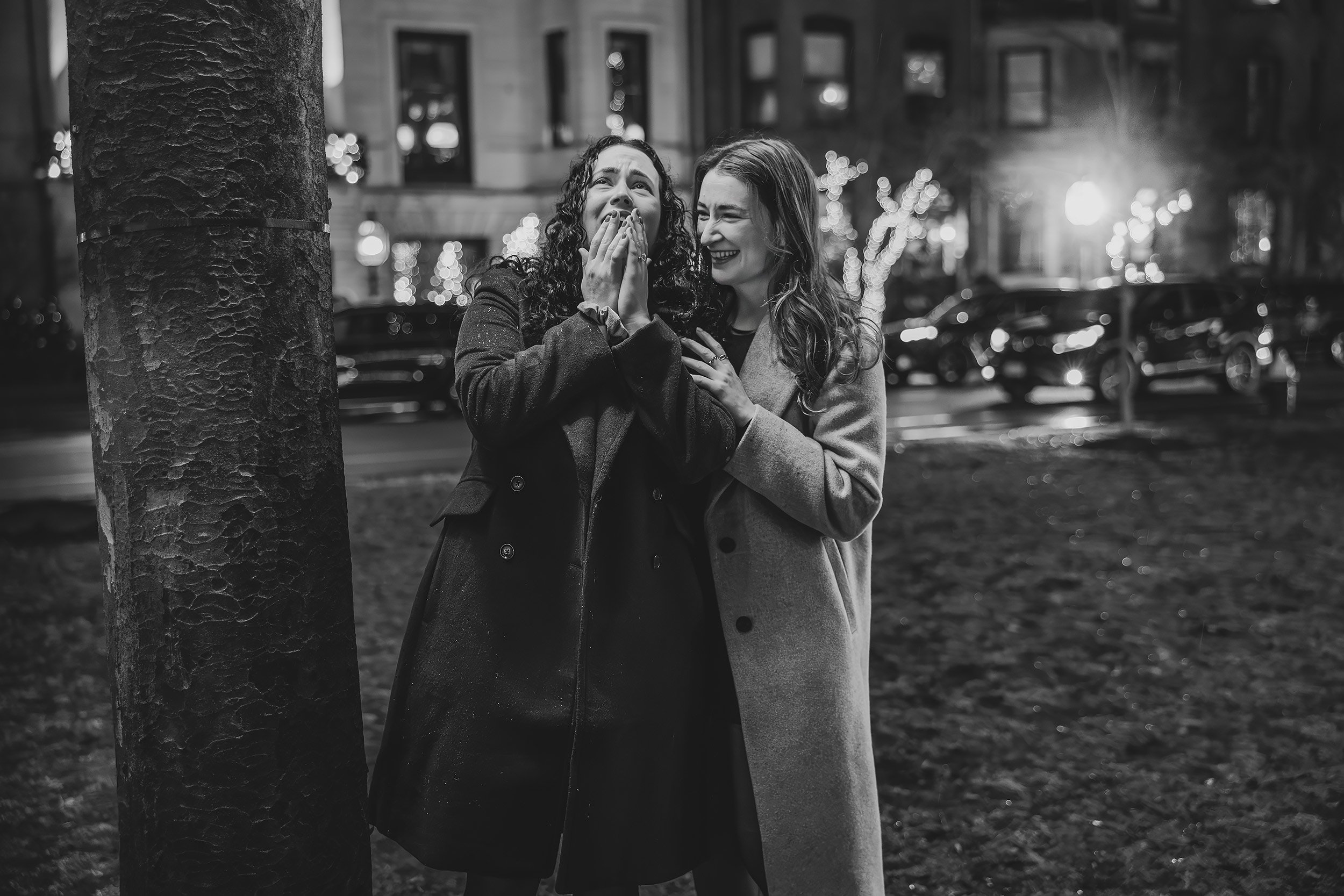 Commonwealth Ave Engagement Proposal At Night | Stephen Grant Photography