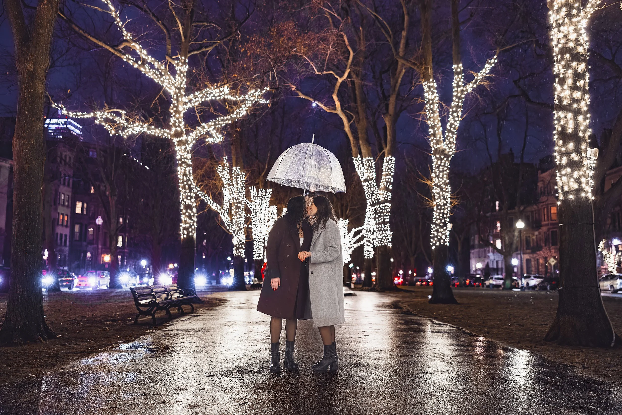 Commonwealth Ave Engagement Proposal At Night | Stephen Grant Photography