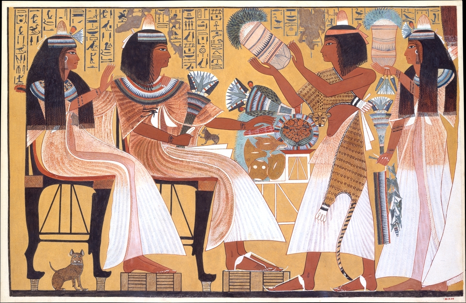 Egyptian imagery with humans and cats